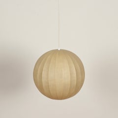 Achille Castiglioni Mid-Century Beige Round "Cocoon" Pendant, Italy 1960s