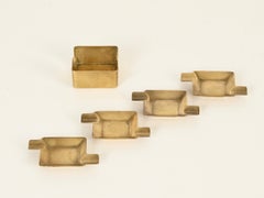 Set of 4 Midcentury Stackable Solid Brass Italian Ashtrays, Adnet, 1950s