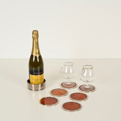 Willy Rizzo Coaster Set in Silver-Plated and Amber Lucite, Italy, 1970s