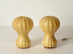 Pair of Beige Gatto Cocoon Table Lamps by Castiglioni for Flos, Italy, 1960s