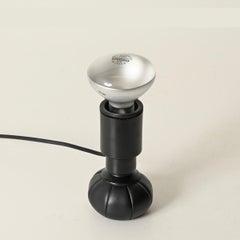 Lámpara de mesa grande modelo 600/C de Gino Sarfatti, de cuero negro, Arteluce, Italia, 1966