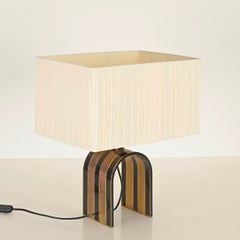 Romeo Rega Large Arch Table Lamp in Brass and Black Enamel, Italy, 1970s