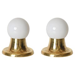 Coppia di lampade da tavolo “Light Ball” in ottone di Castiglioni, prodotte da Flos, Italia, anni ’60