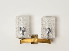 Barovier Pair of Murano Glass and Brass Sconces, Italy, 1950s