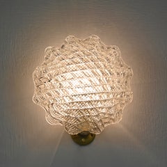 Barovier Wandleuchte „Large Shell“ aus Muranoglas und Messing, Italien, 1950er Jahre