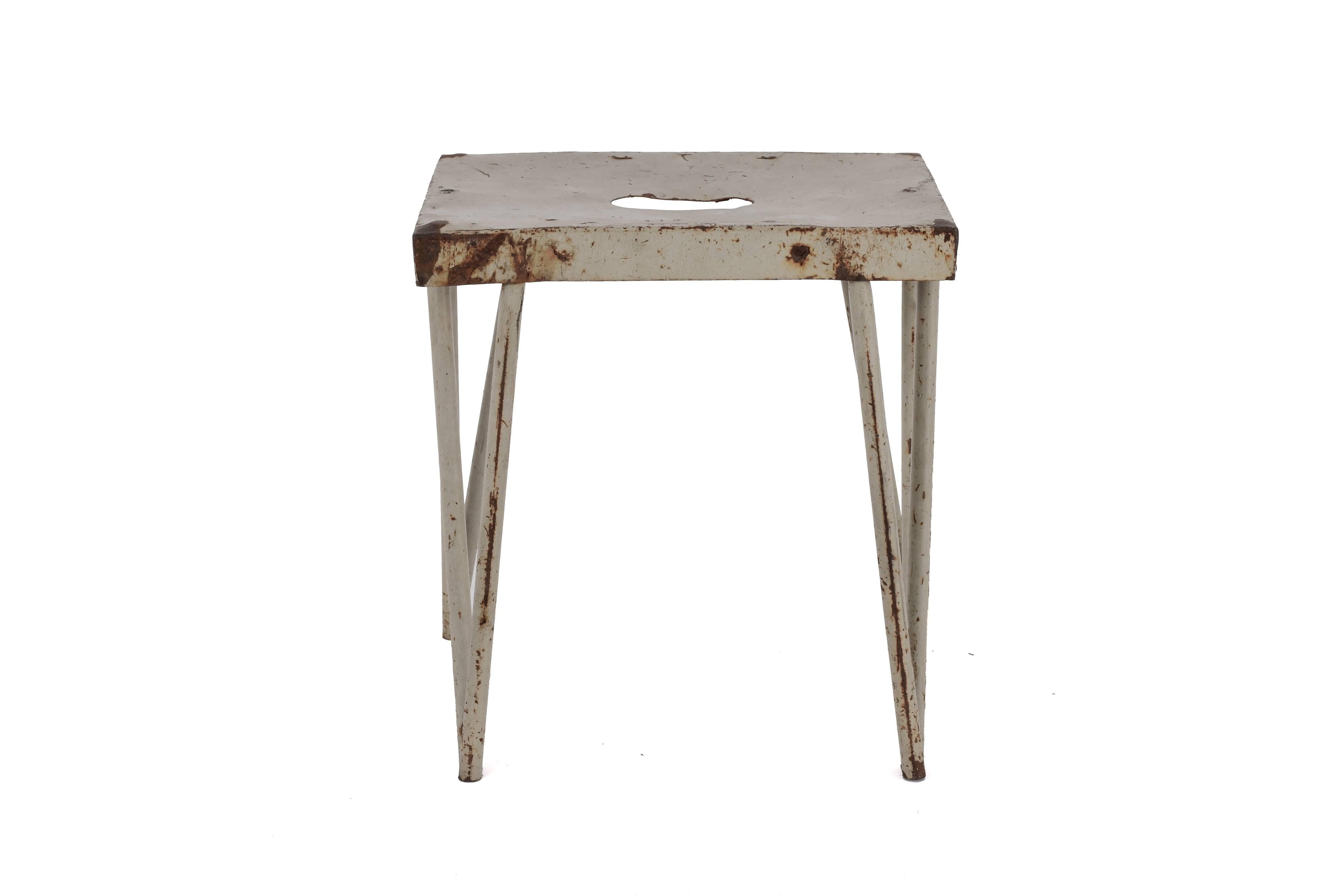 Industrial style stool, in painted iron 1950.