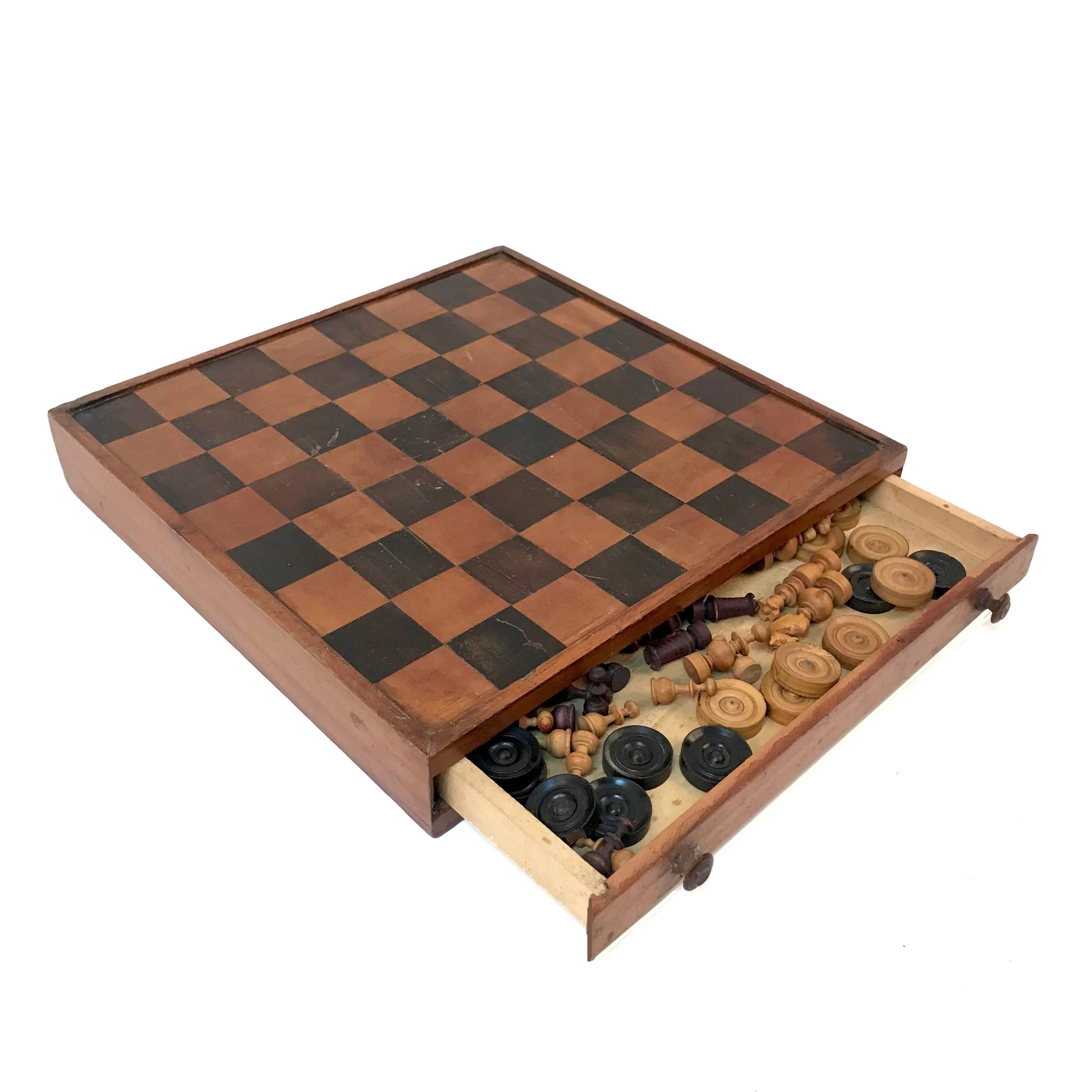 Antique Chessboard Inlaid Inlay Chess or Checker Game 19th Century Checkerboard 1