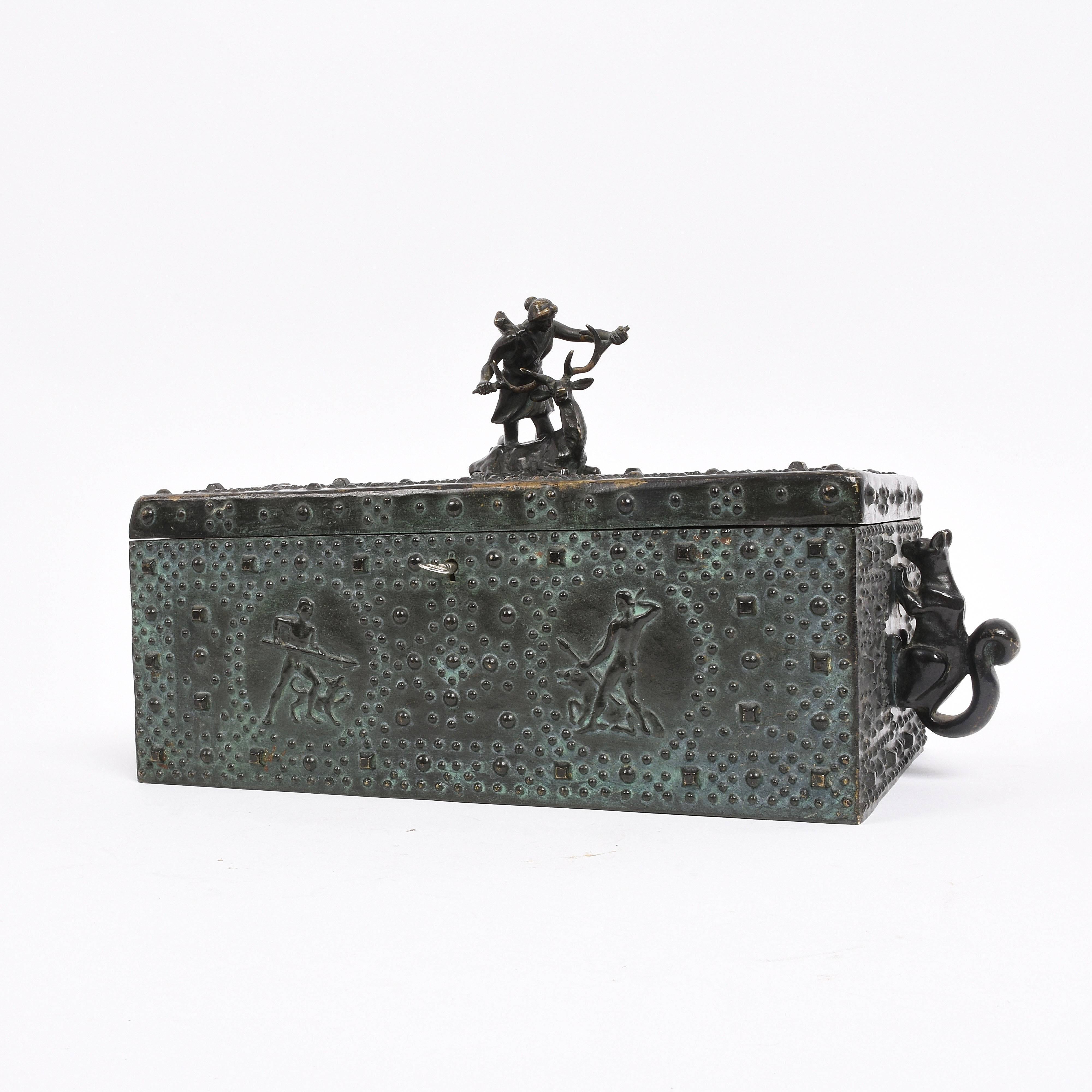 Hand-Crafted Bronze Chest from the Early 1900, Signed Friedrich Gornik, Austria, 1877-1943