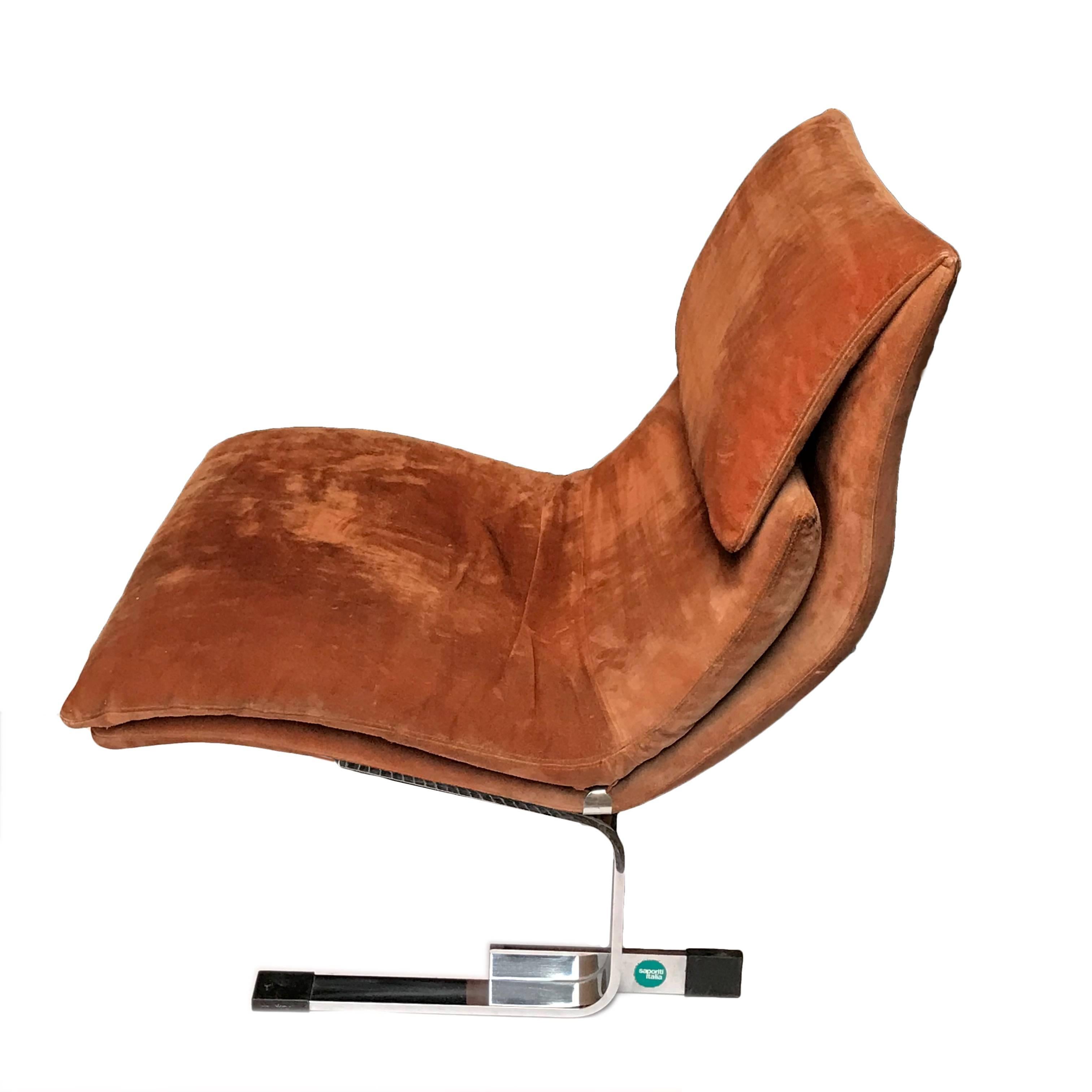 Italian Onda Lounge Chair and Ottoman by Giovanni Offredi for Saporiti, 1970s 4