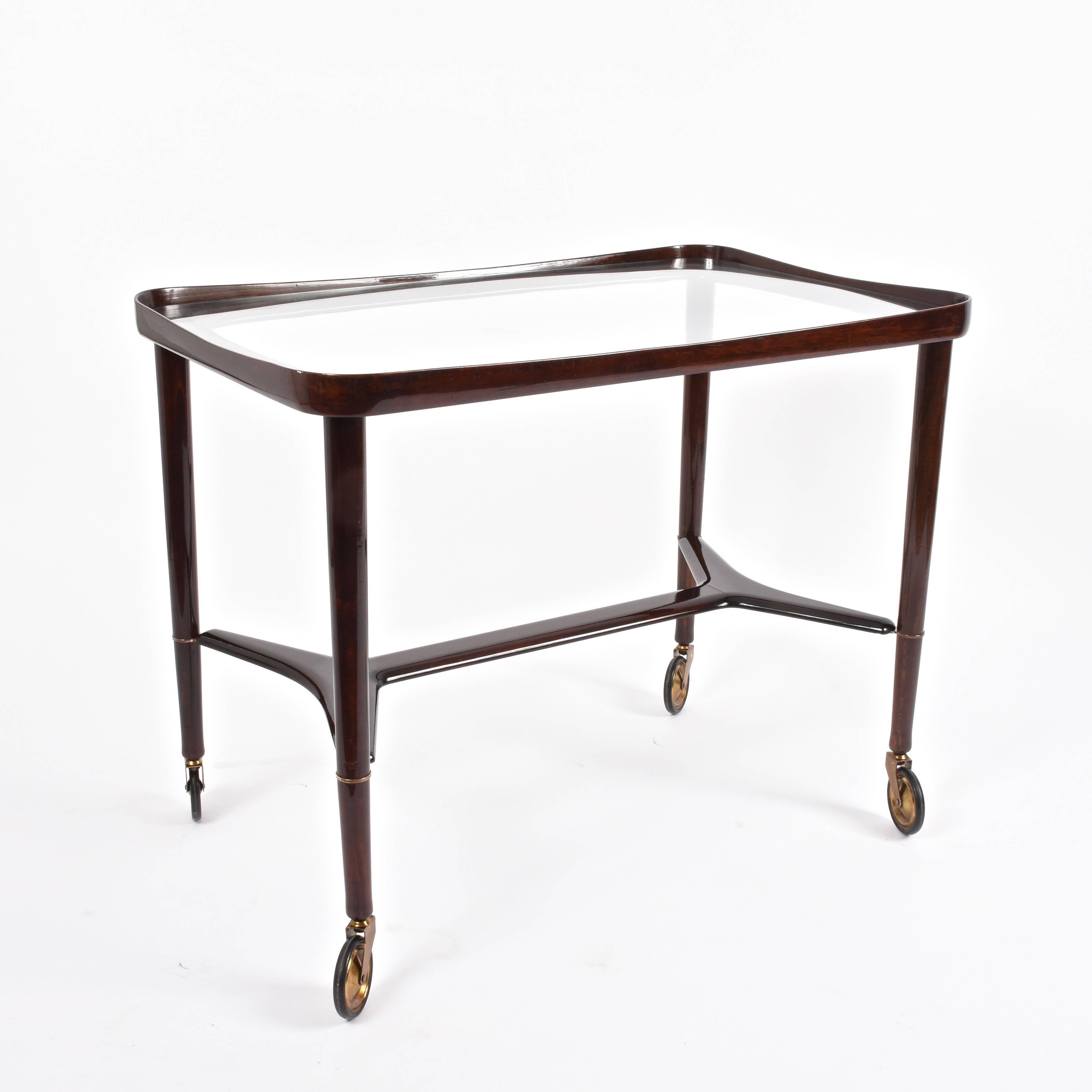Italian Bar Cart Mahogany Ico Parisi for A. De Baggis , Italy 1950s In Excellent Condition In Roma, IT