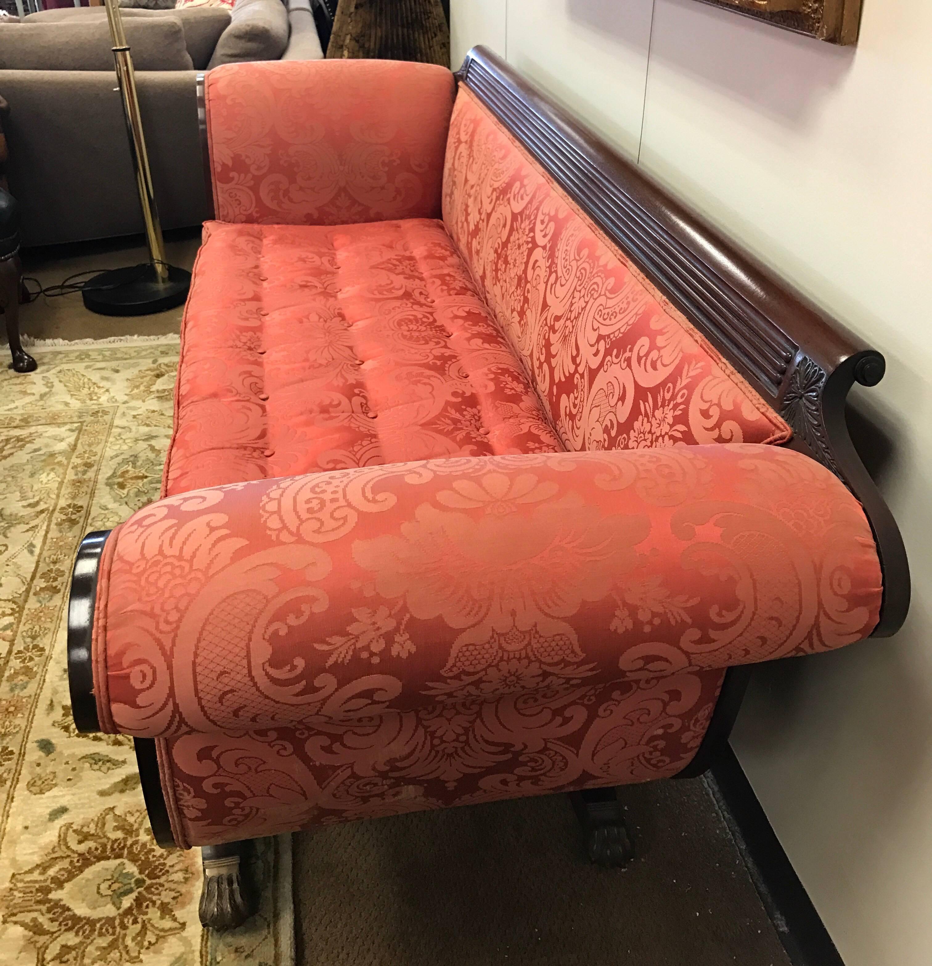 American Antique Carved Mahogany Sofa 