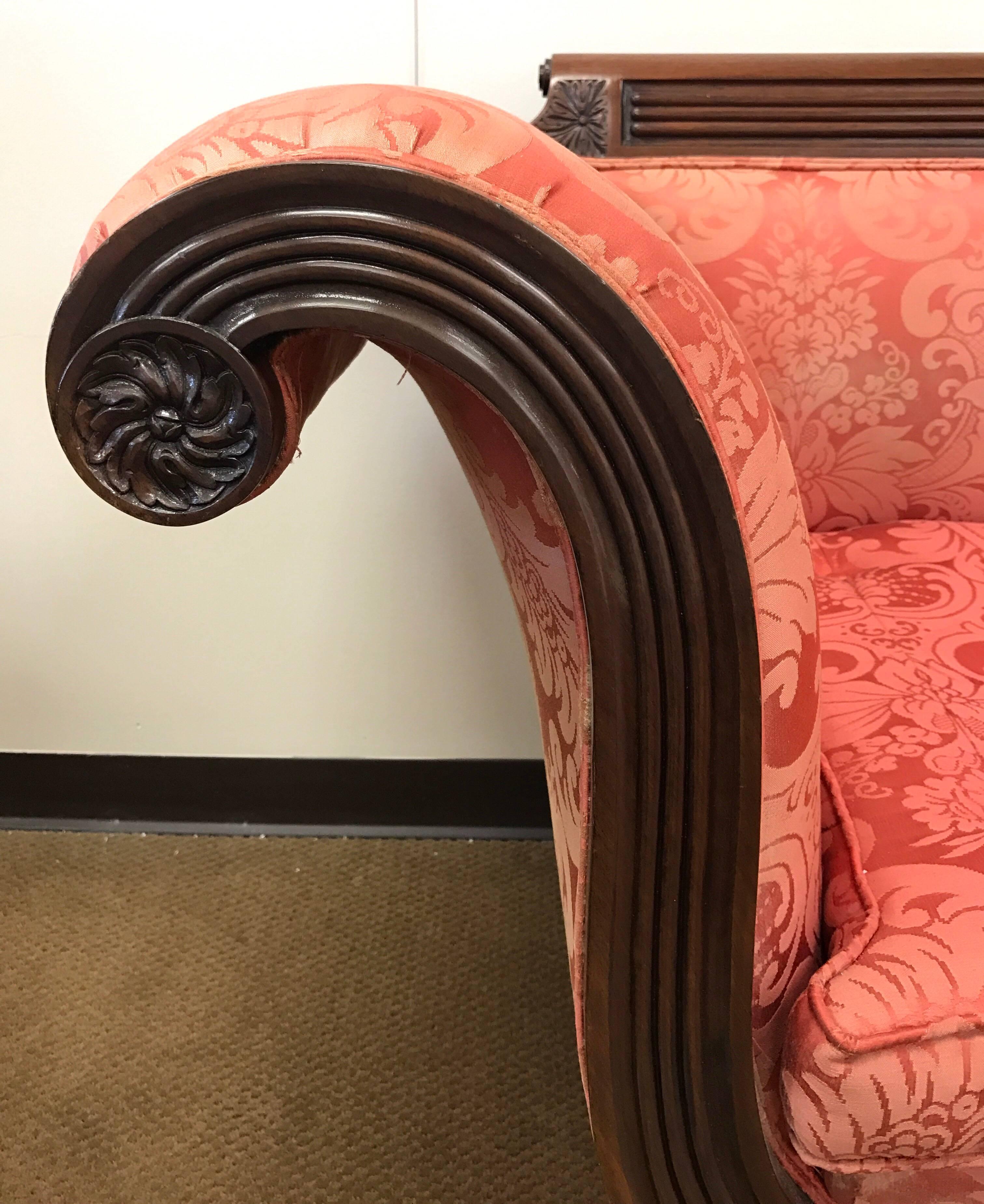 Antique Carved Mahogany Sofa  In Excellent Condition In West Hartford, CT