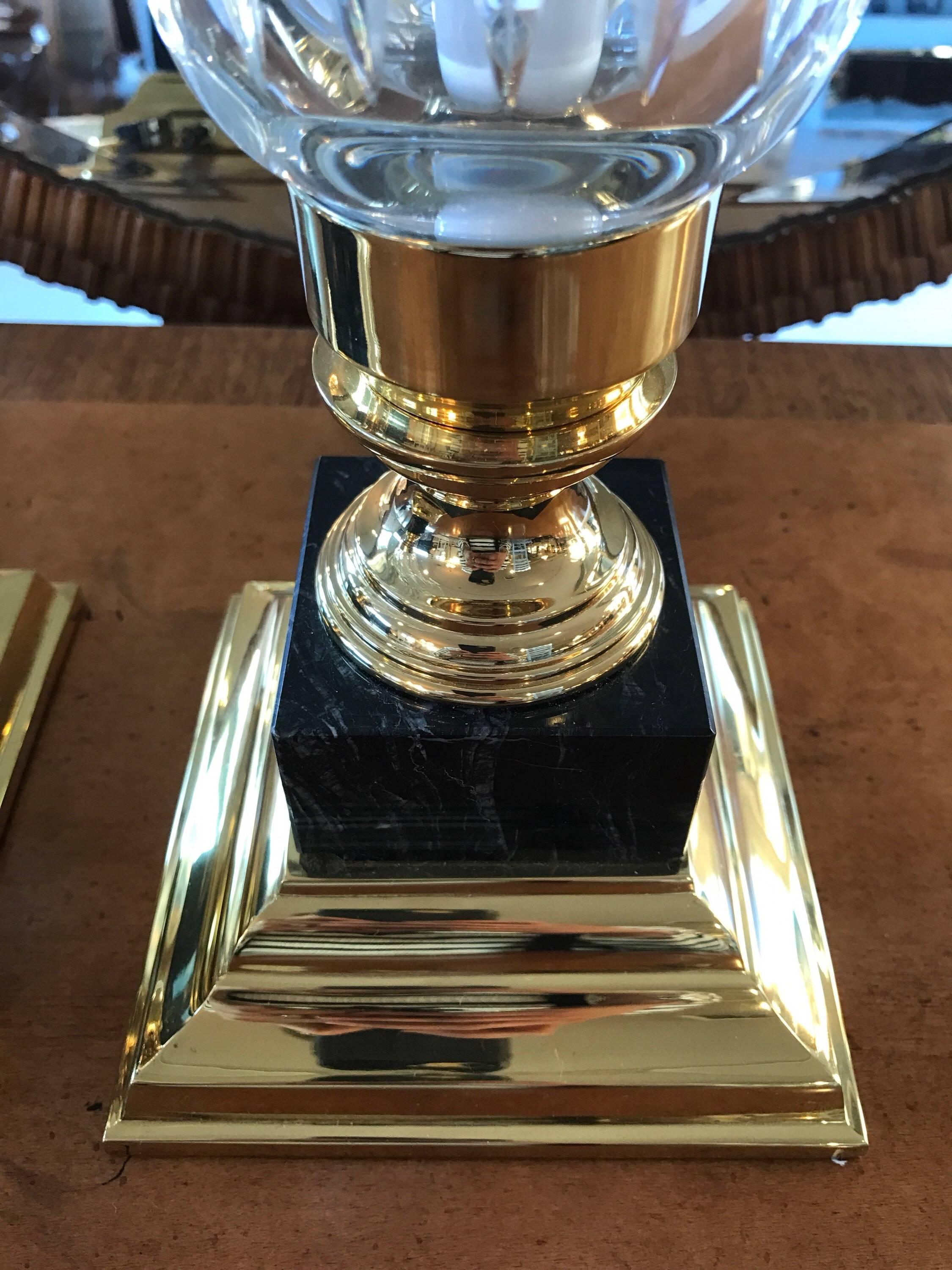 waterford hurricane lamp with brass base