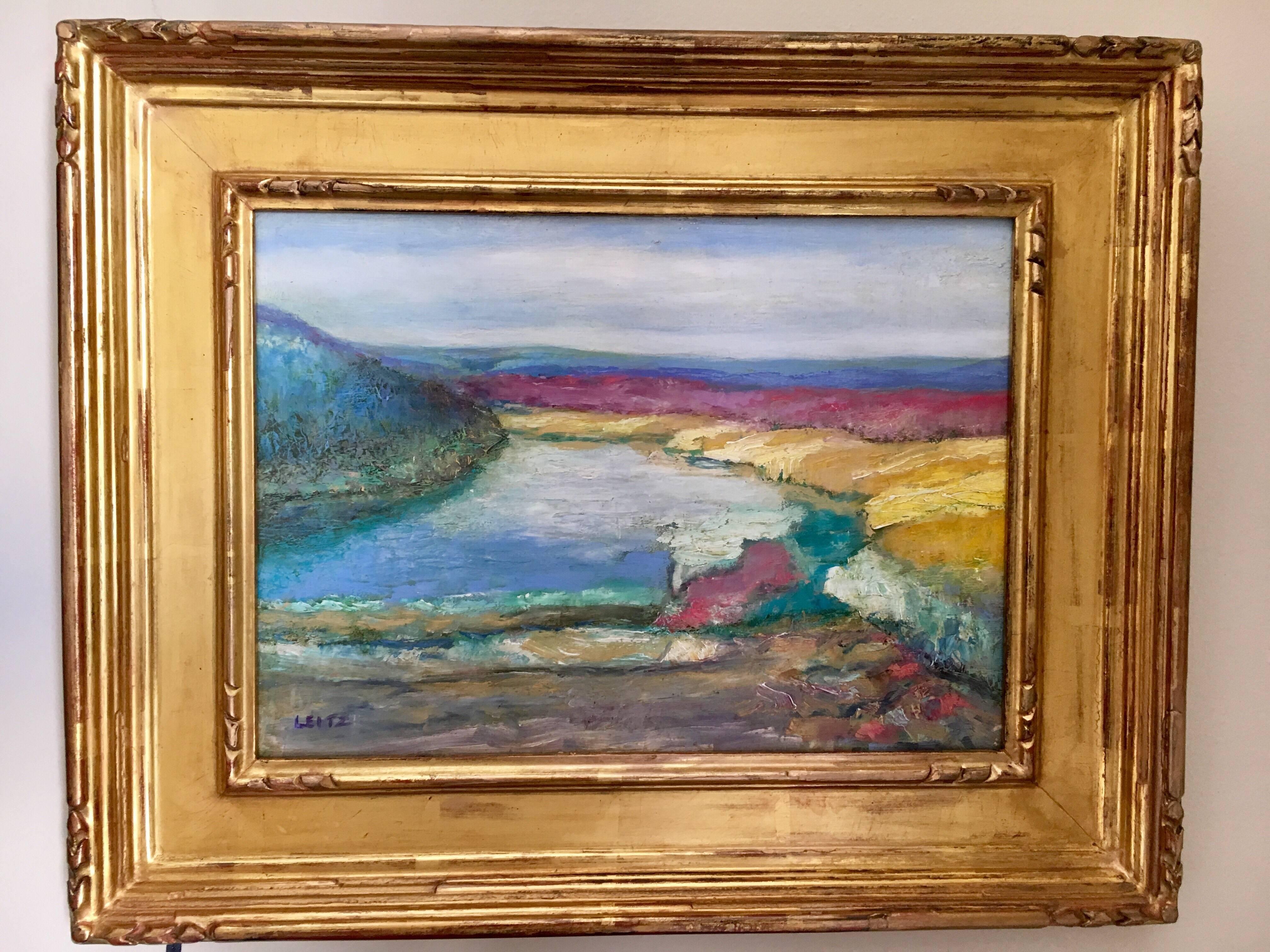 Jeffrey Leitz Original Signed Painting Connecticut Shore Landscape In Excellent Condition For Sale In West Hartford, CT