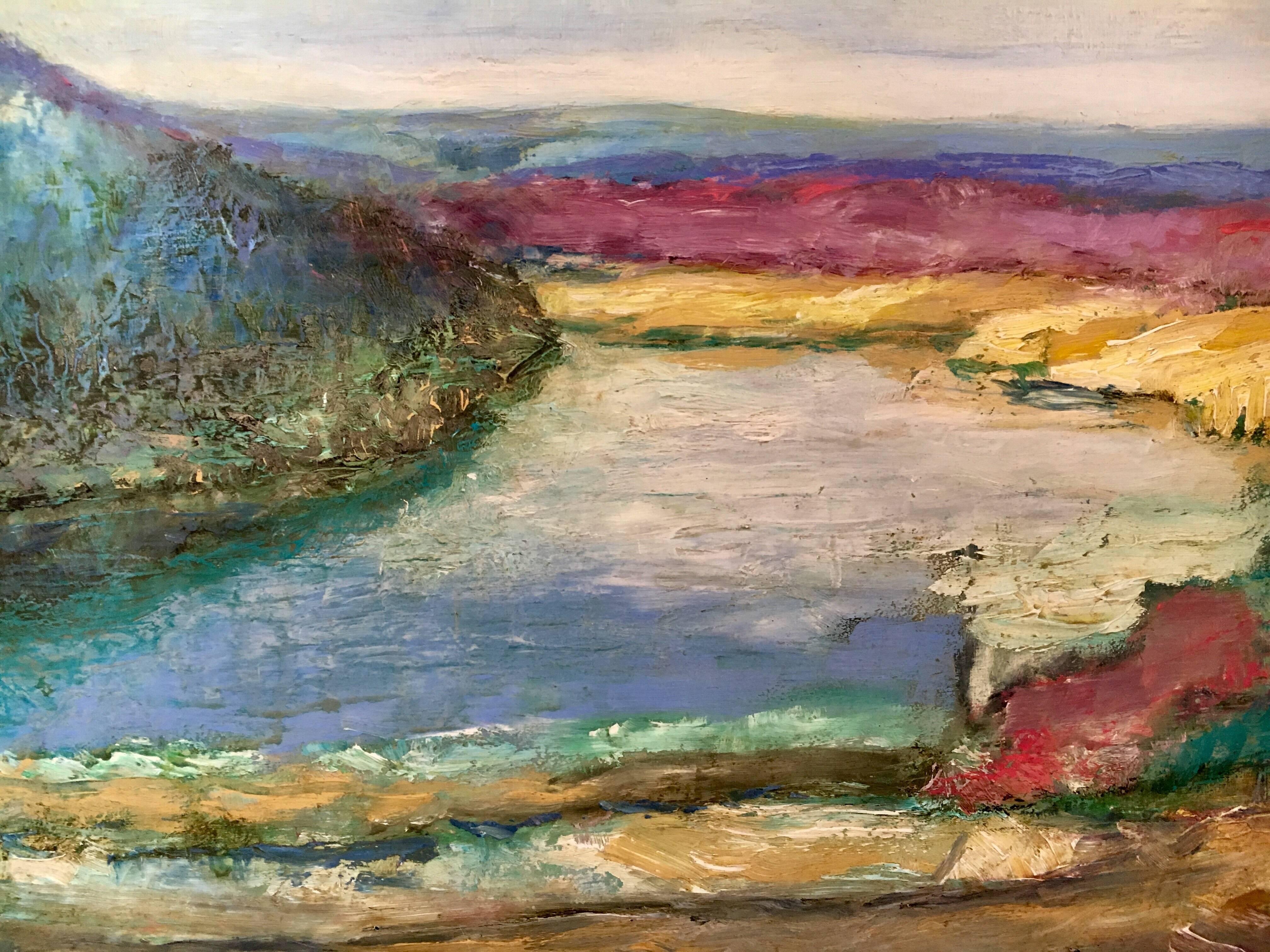 Contemporary Jeffrey Leitz Original Signed Painting Connecticut Shore Landscape For Sale