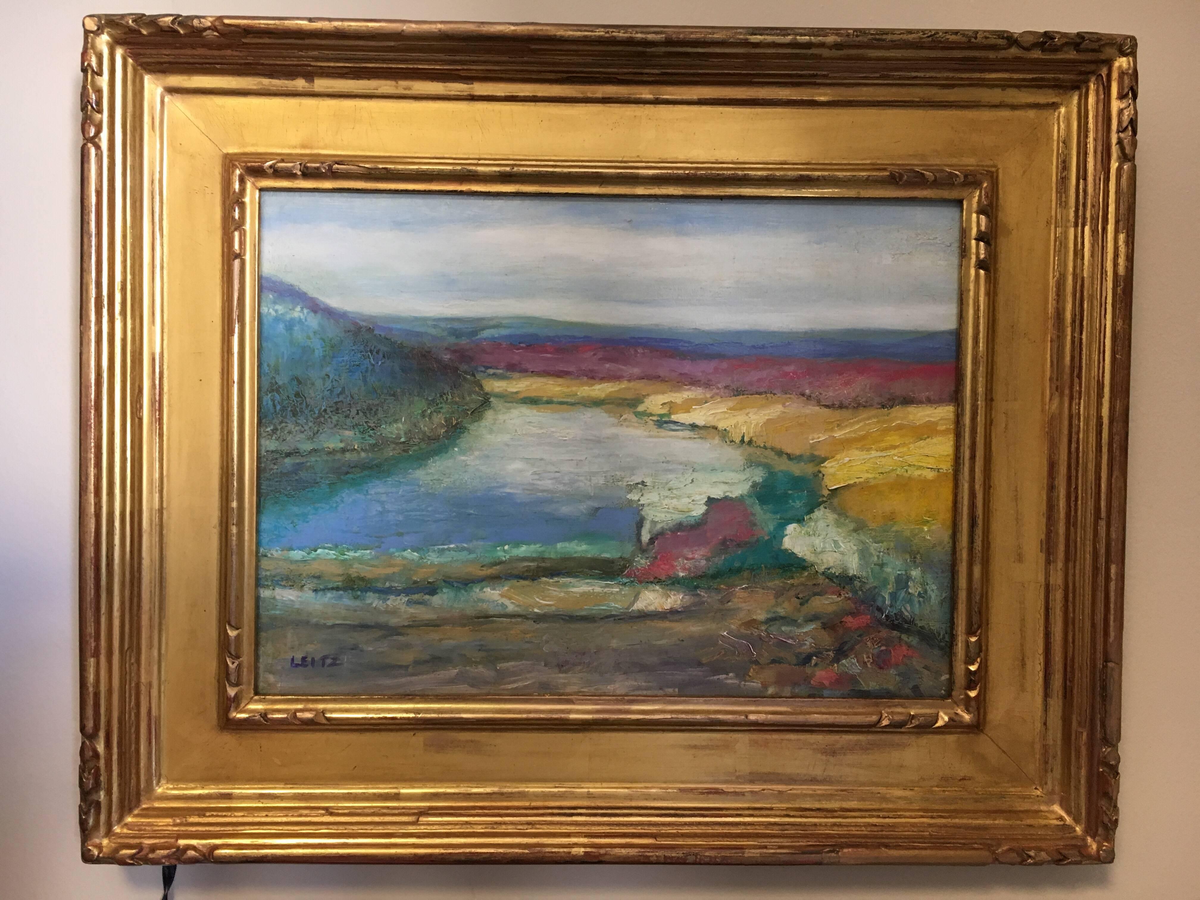 Peinture originale signée Jeffrey Leitz - Paysage de rivage du Connecticut en vente 2
