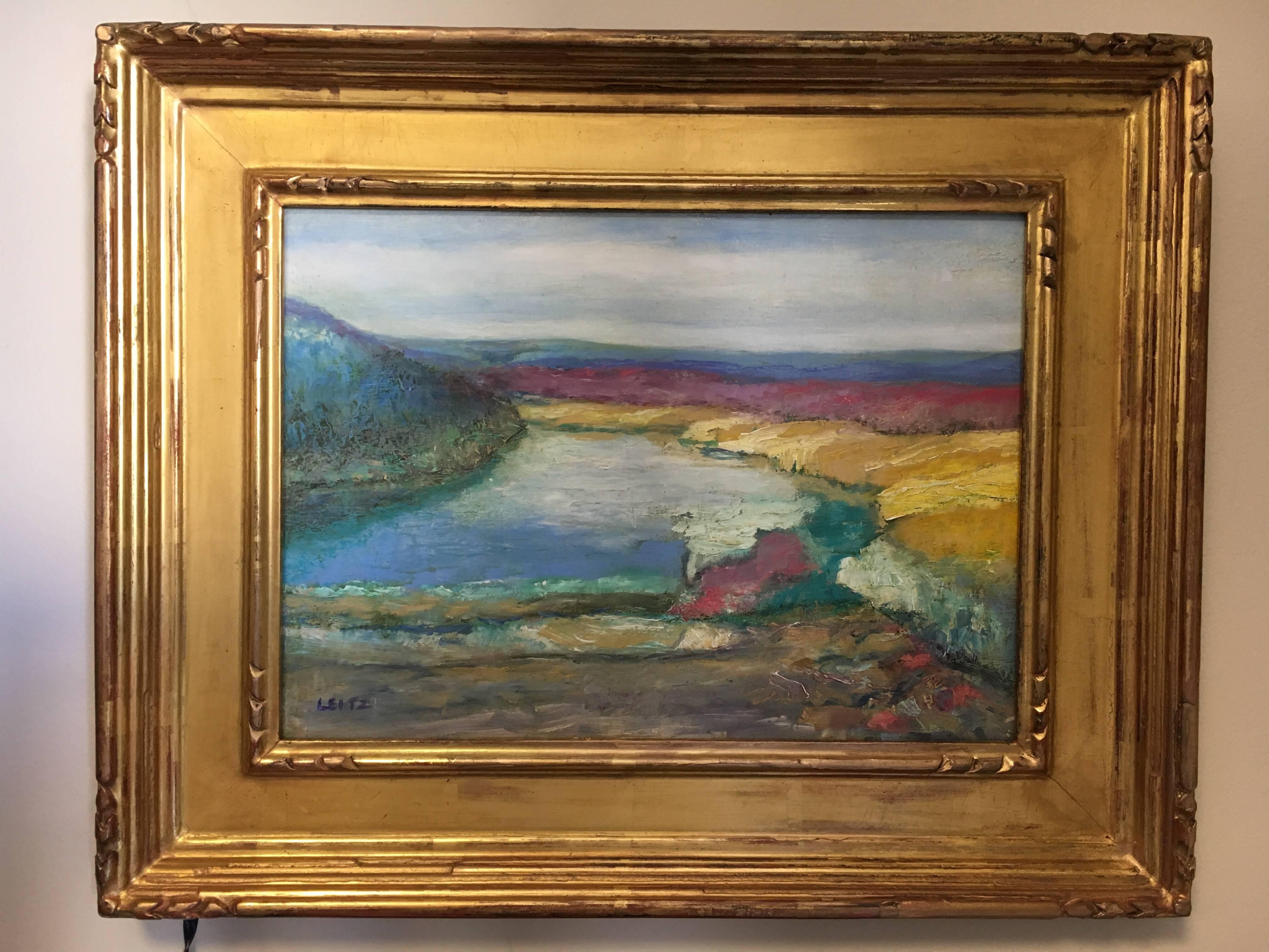Peinture originale signée Jeffrey Leitz - Paysage de rivage du Connecticut en vente 3