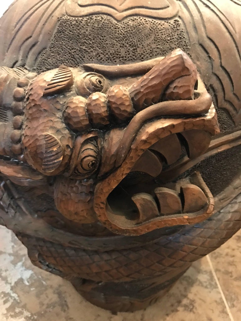 Chinese Terracotta Dragon Floor Vase For Sale at 1stDibs