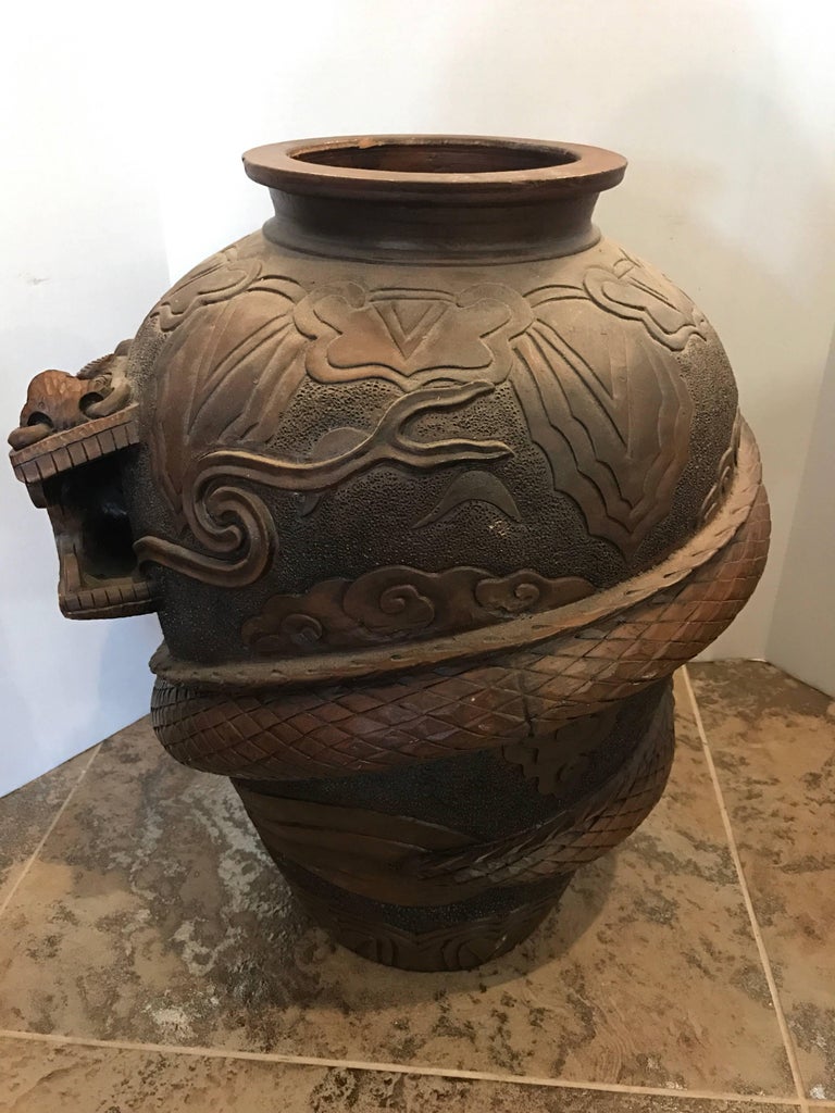 Chinese Terracotta Dragon Floor Vase For Sale at 1stDibs