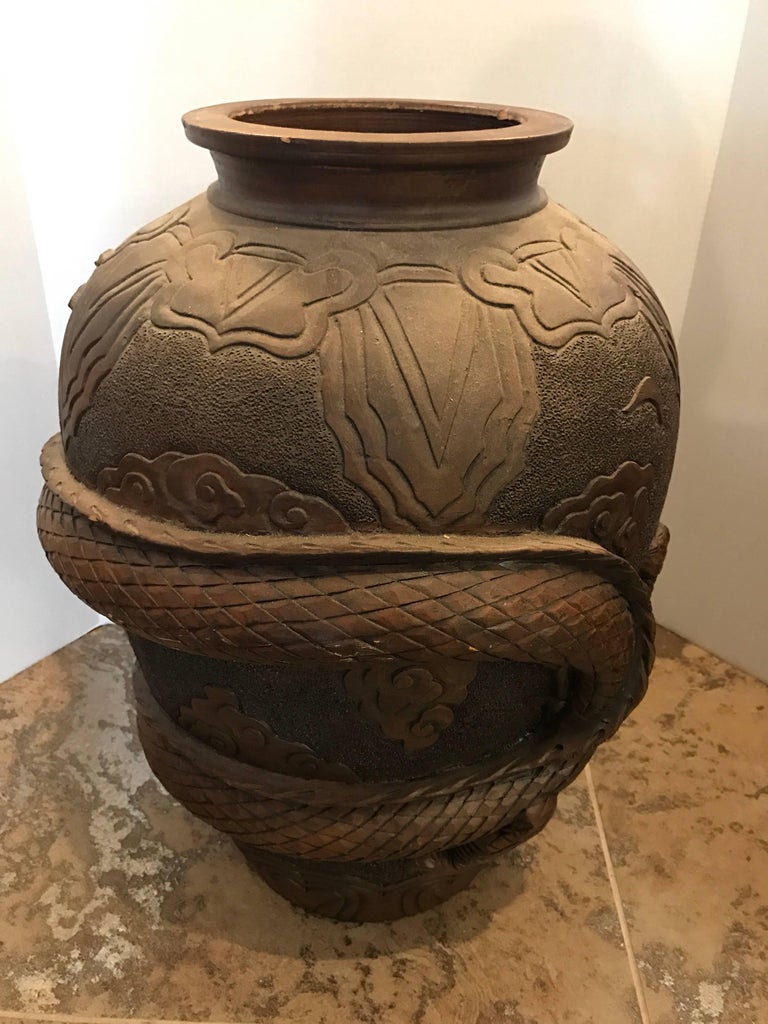 Chinese Terracotta Dragon Floor Vase For Sale at 1stDibs