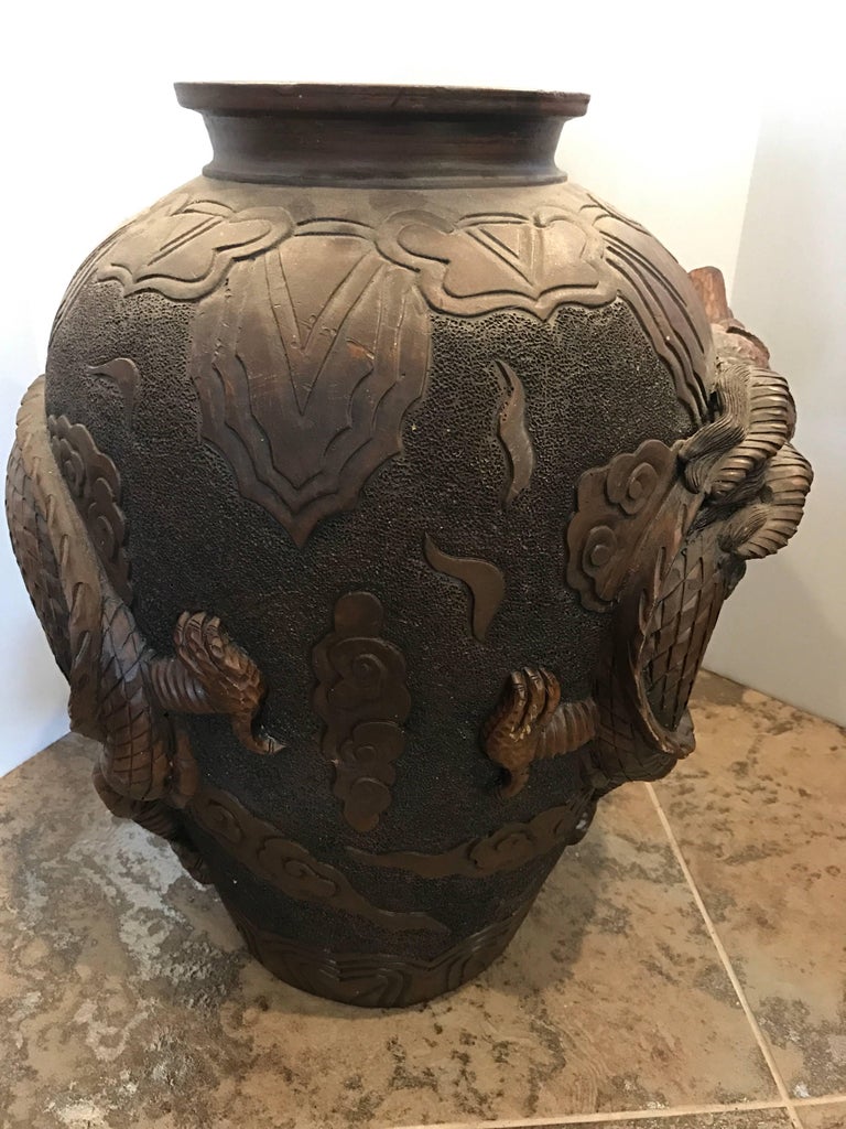 Chinese Terracotta Dragon Floor Vase For Sale at 1stDibs