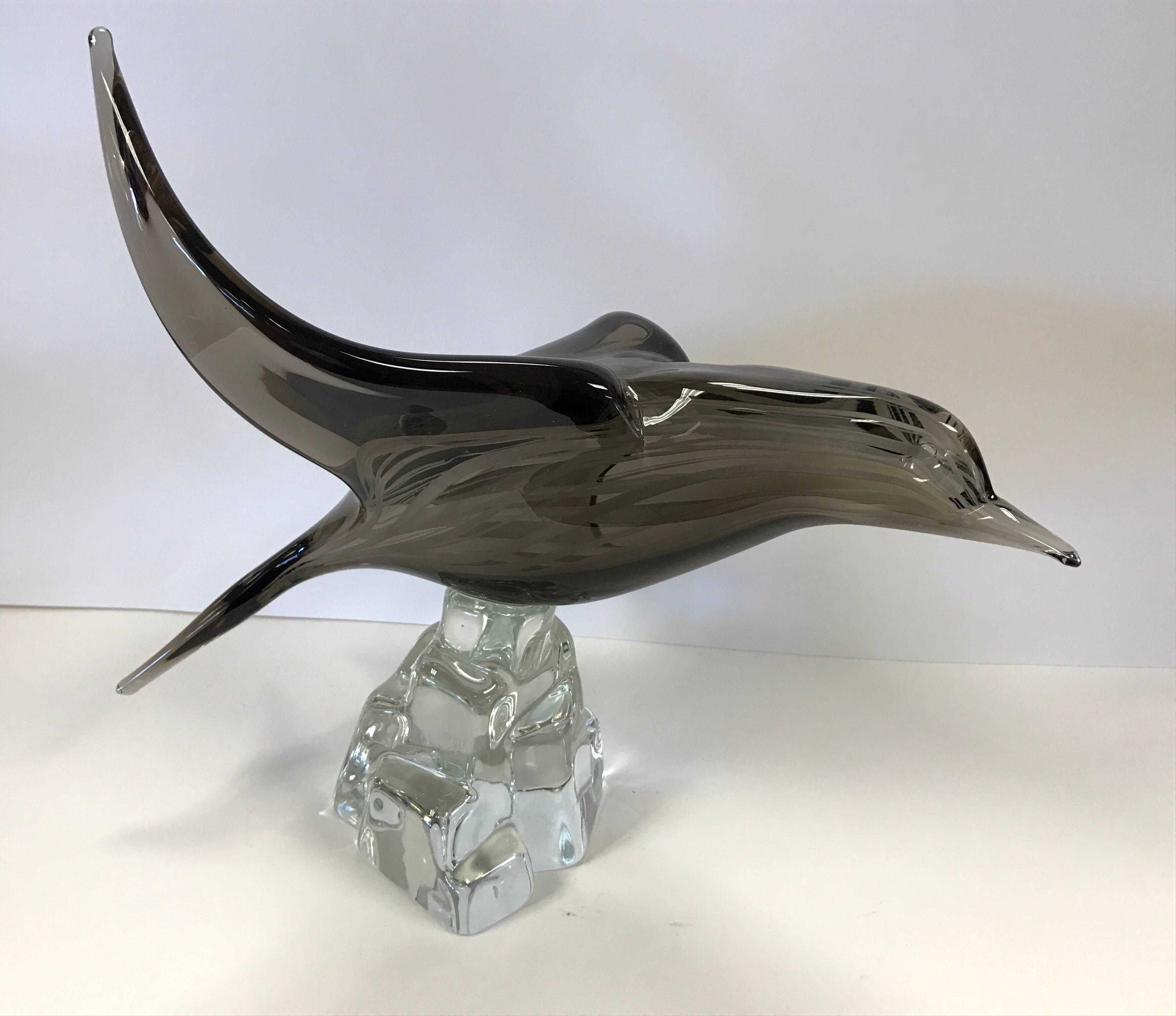 Mid-Century Modern Licio Zanetti Signed Murano Blown Glass Bird Sculpture Art Figure
