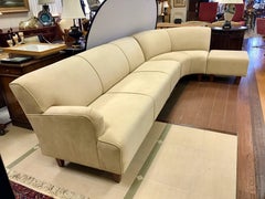 Three-Piece Curved Suede Leather Sectional Sofa Vladimir Kagan Midcentury