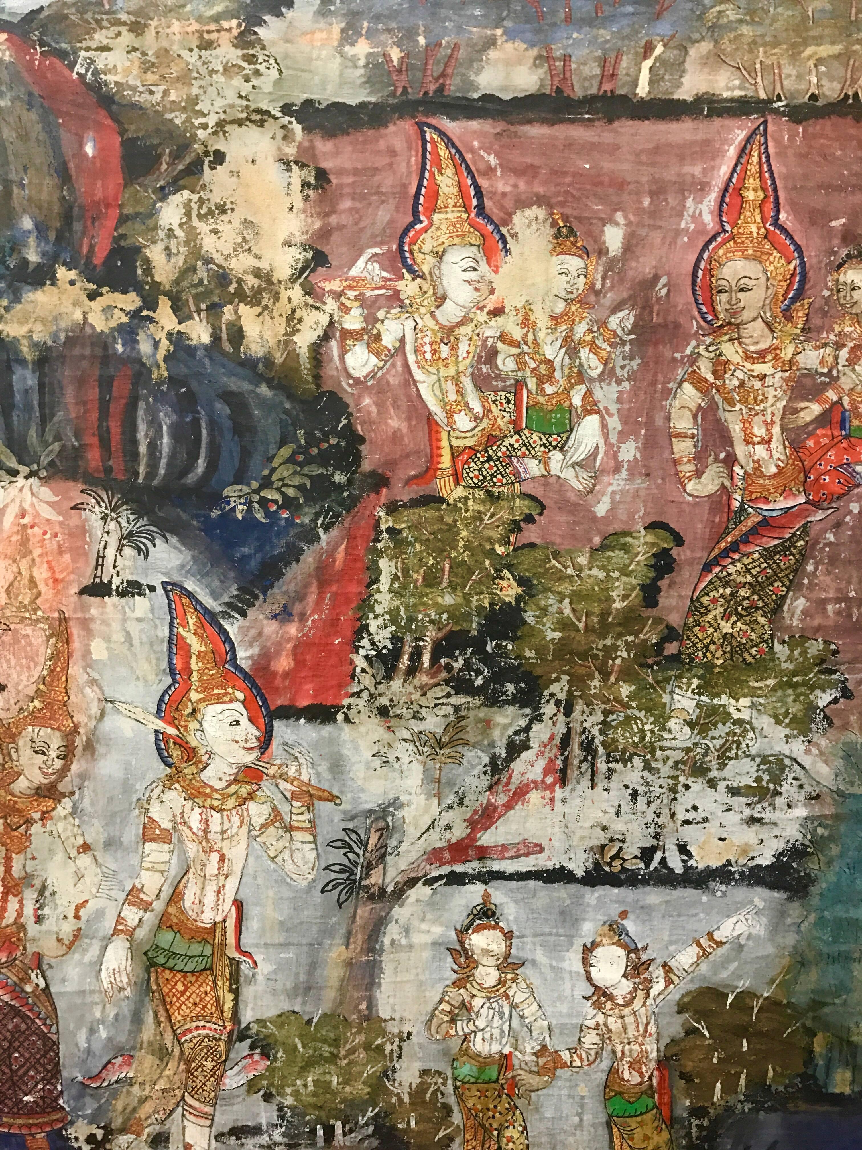Pair of Vaishravana Thangka Tibetan Asian Buddhist Paintings Thangkas In Good Condition In West Hartford, CT