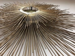 Midcentury Brass and Copper Starburst Sculpture Attributed to C. Jere