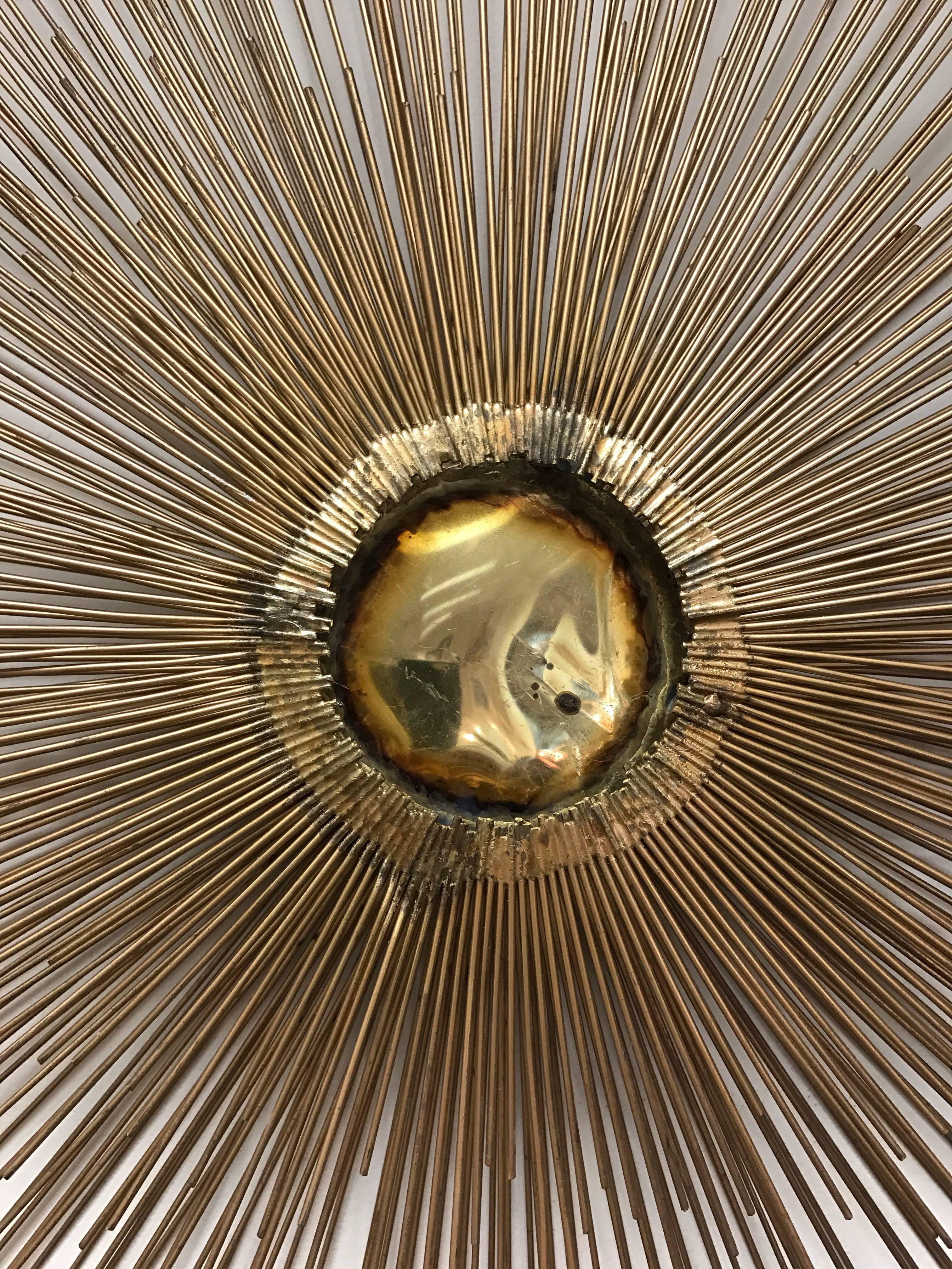 Mid-Century Modern Midcentury Brass and Copper Starburst Sculpture Attributed to C. Jere