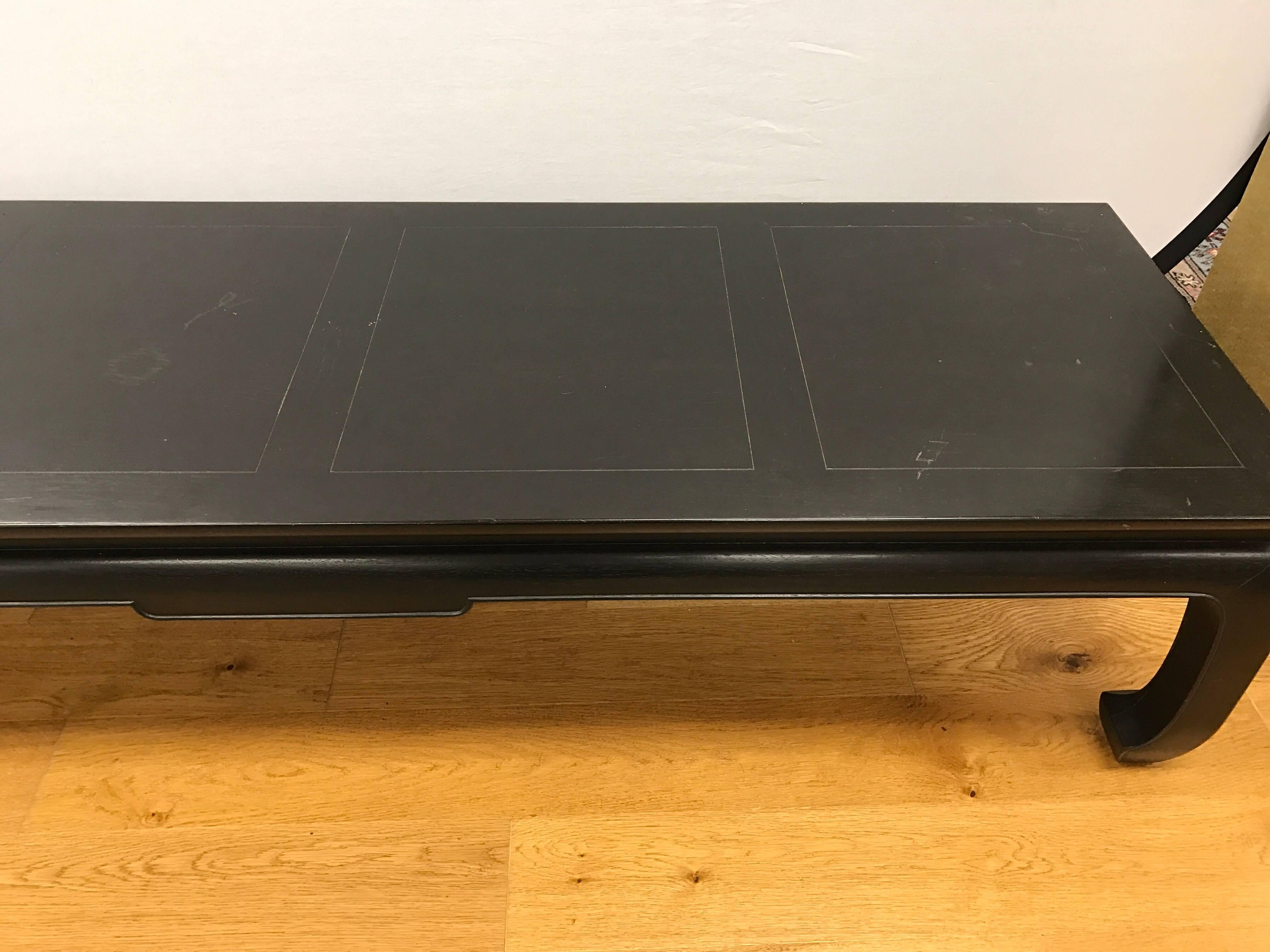 Baker Midcentury Ebonized Michael Taylor Asian Coffee Table In Good Condition In West Hartford, CT