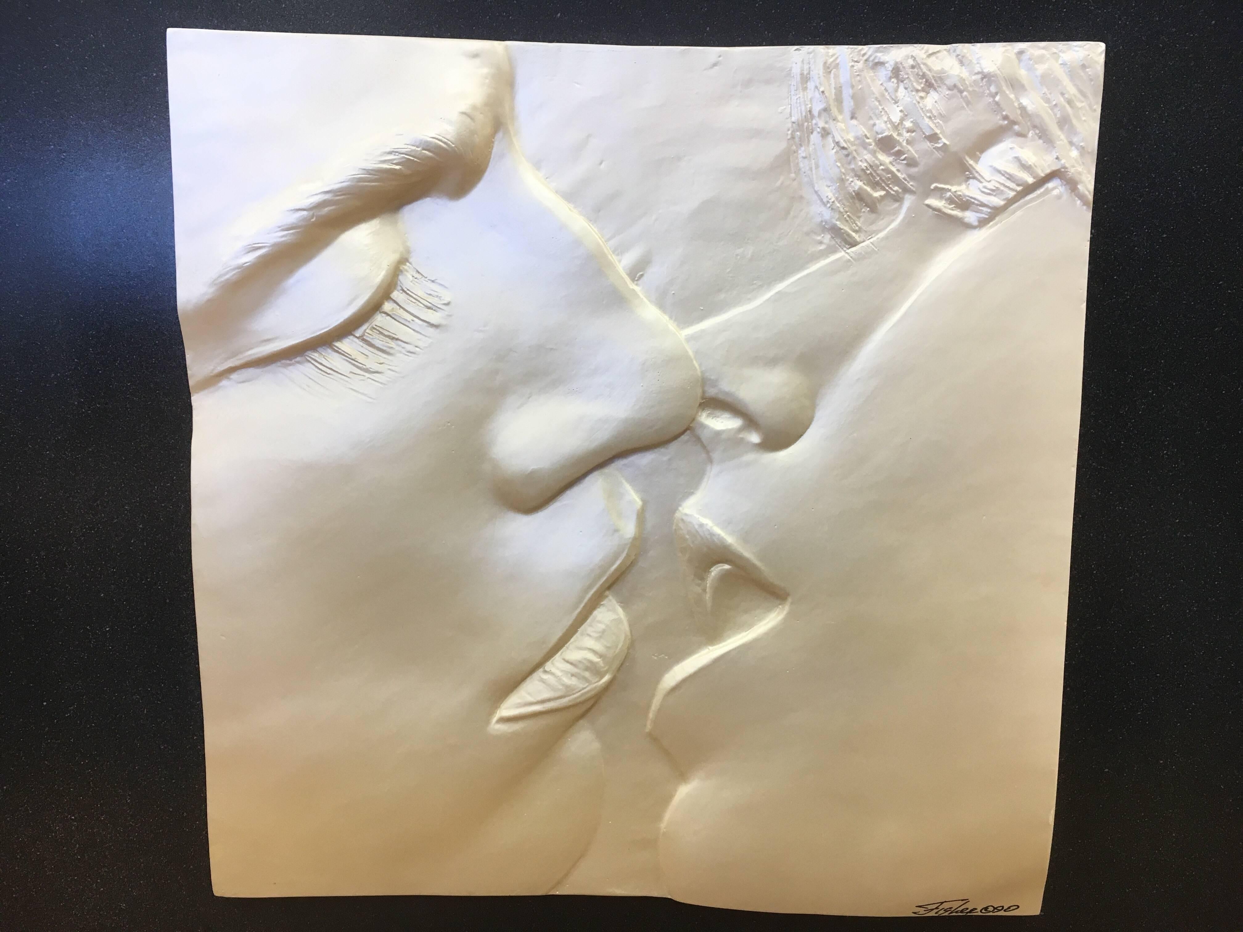 The Kiss Original Signed Sculpture 3-D Relief Wall Art 1