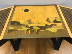 Post Modern Desk Signed Christophe Masson NYCTIPAO Odyssee de Meuble Marquetry