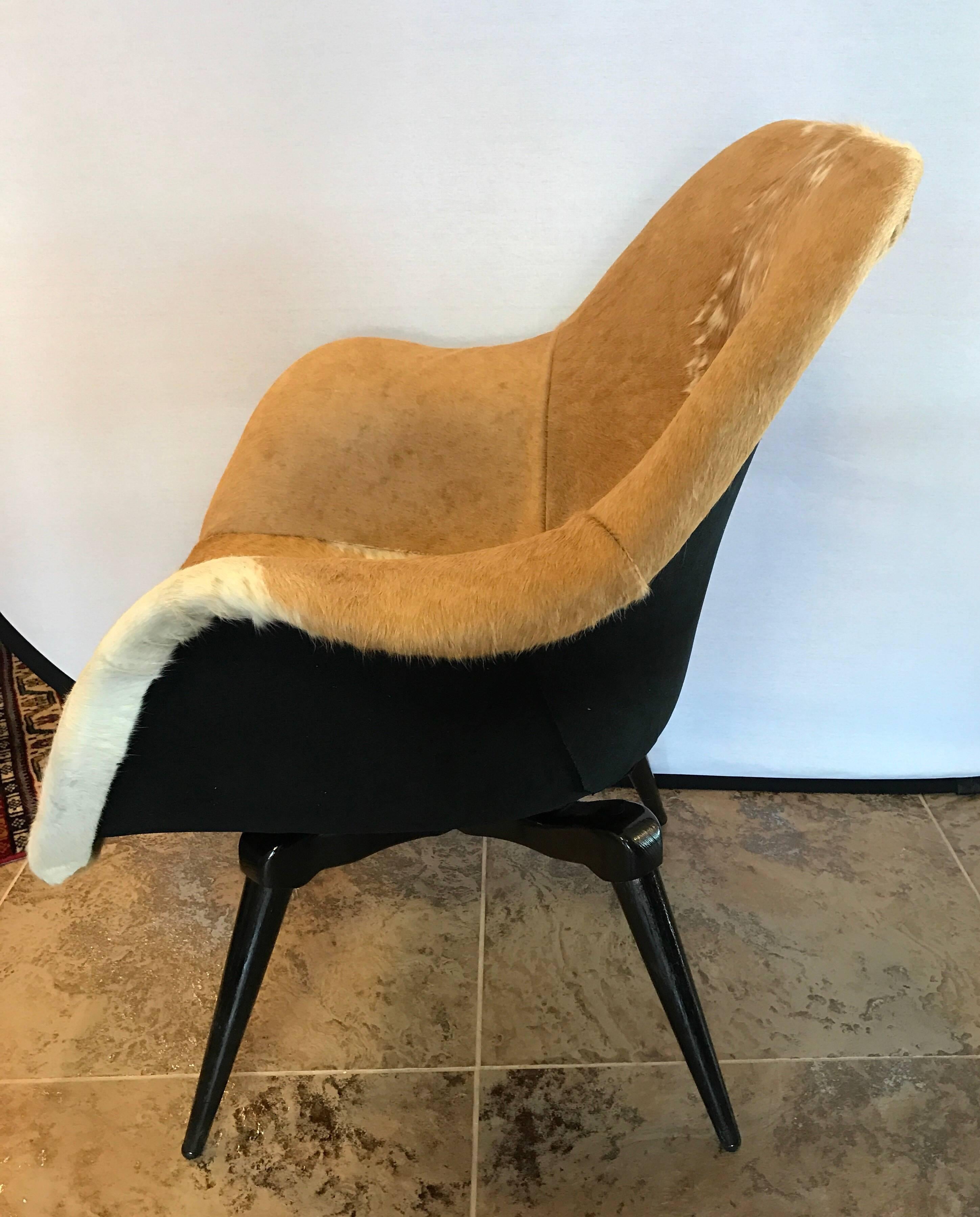 Midcentury Spider Legs Cowhide Swivel Chair Gio Ponti In Excellent Condition In West Hartford, CT