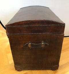 Brown Leather Steamer Trunk