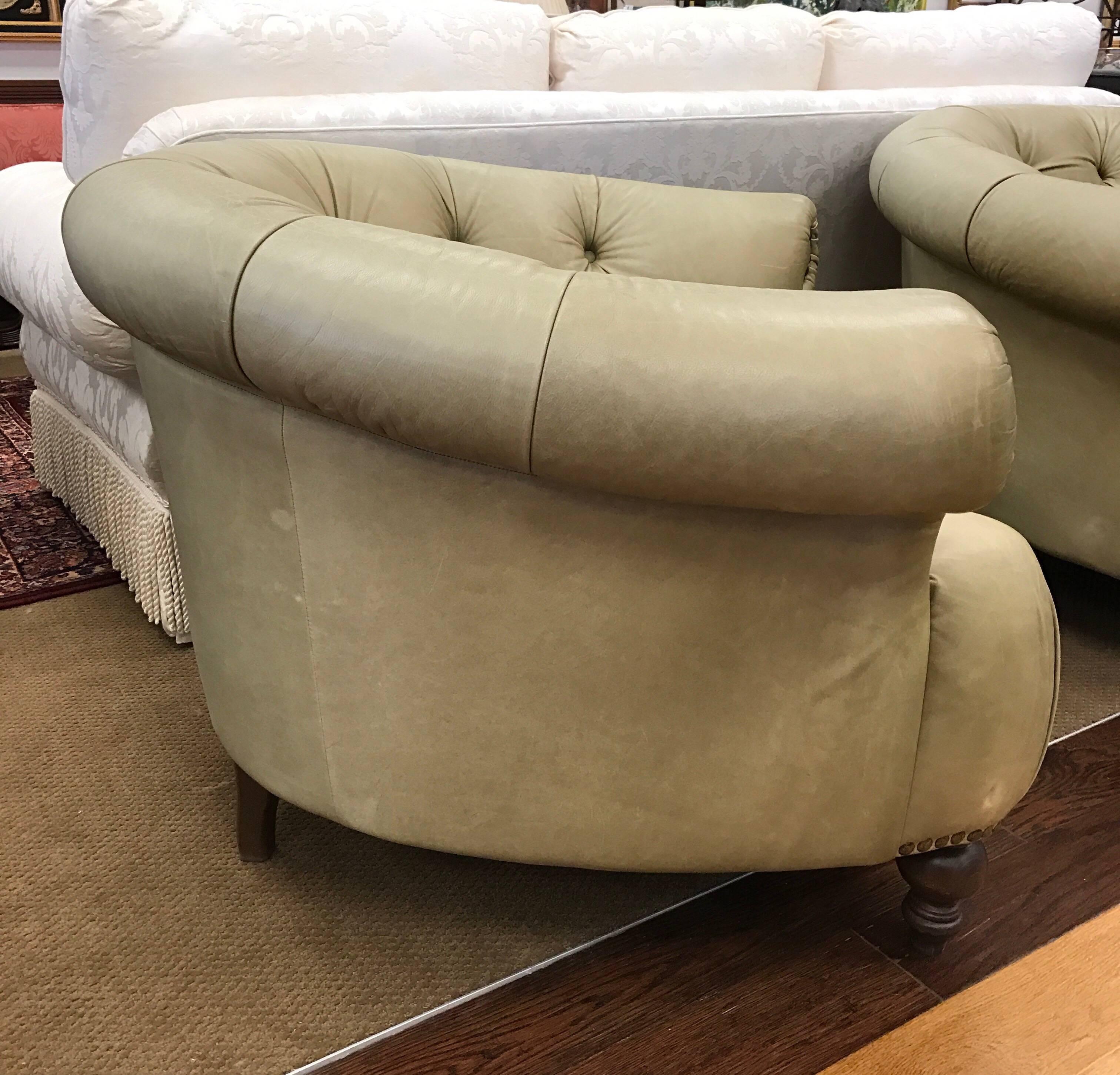 Pair of Leather Chesterfield Tufted Chairs, Made in Italy 2