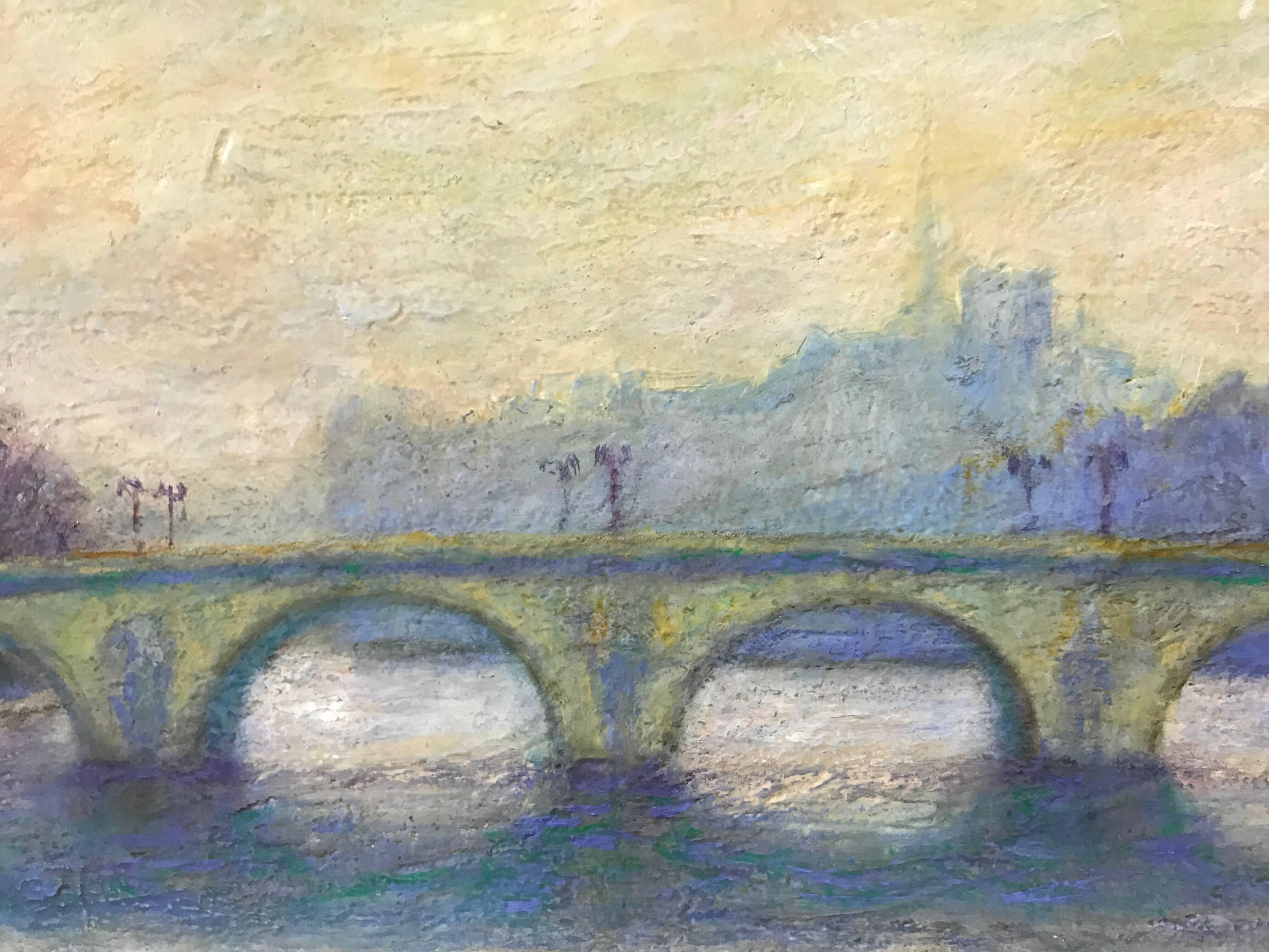 Jeffrey Leitz Signed Painting Le Pont Royal Paris Oil on Belgian Linen 1