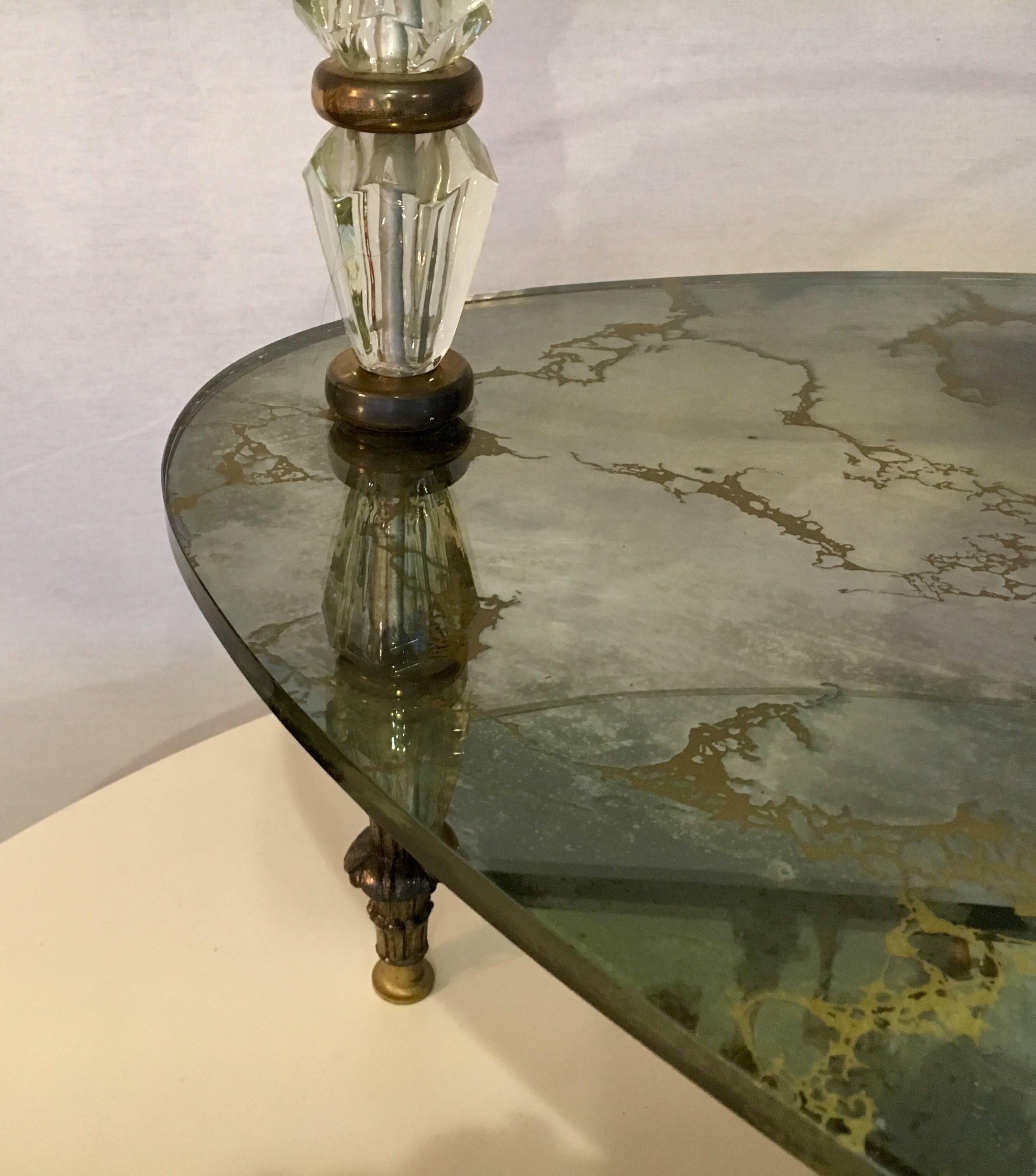 Hollywood Regency Two-Tiered Italian Églomisé Side Table 2