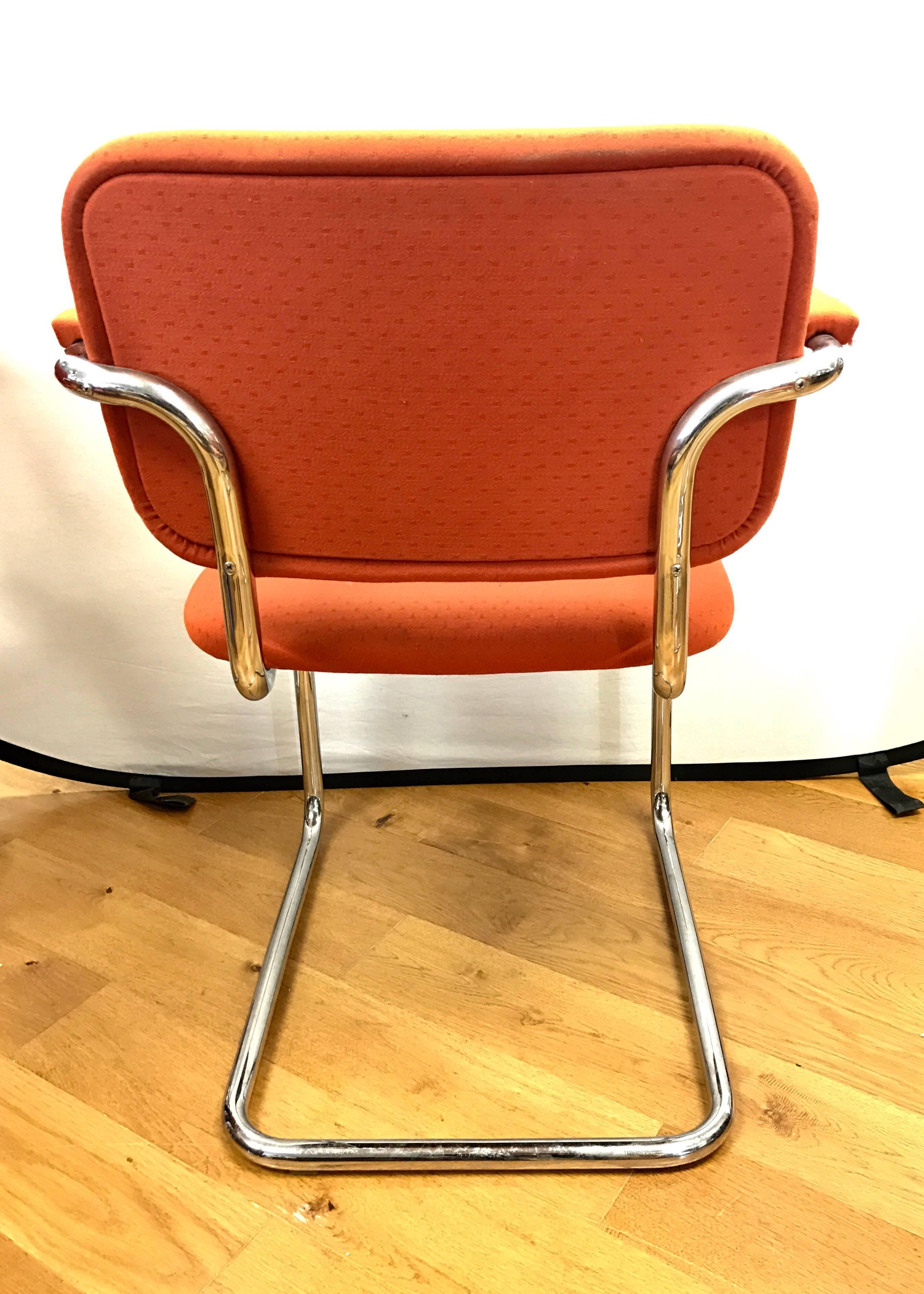 Mid-Century Modern Set of Three Midcentury Knoll Chrome Cantilever Chairs
