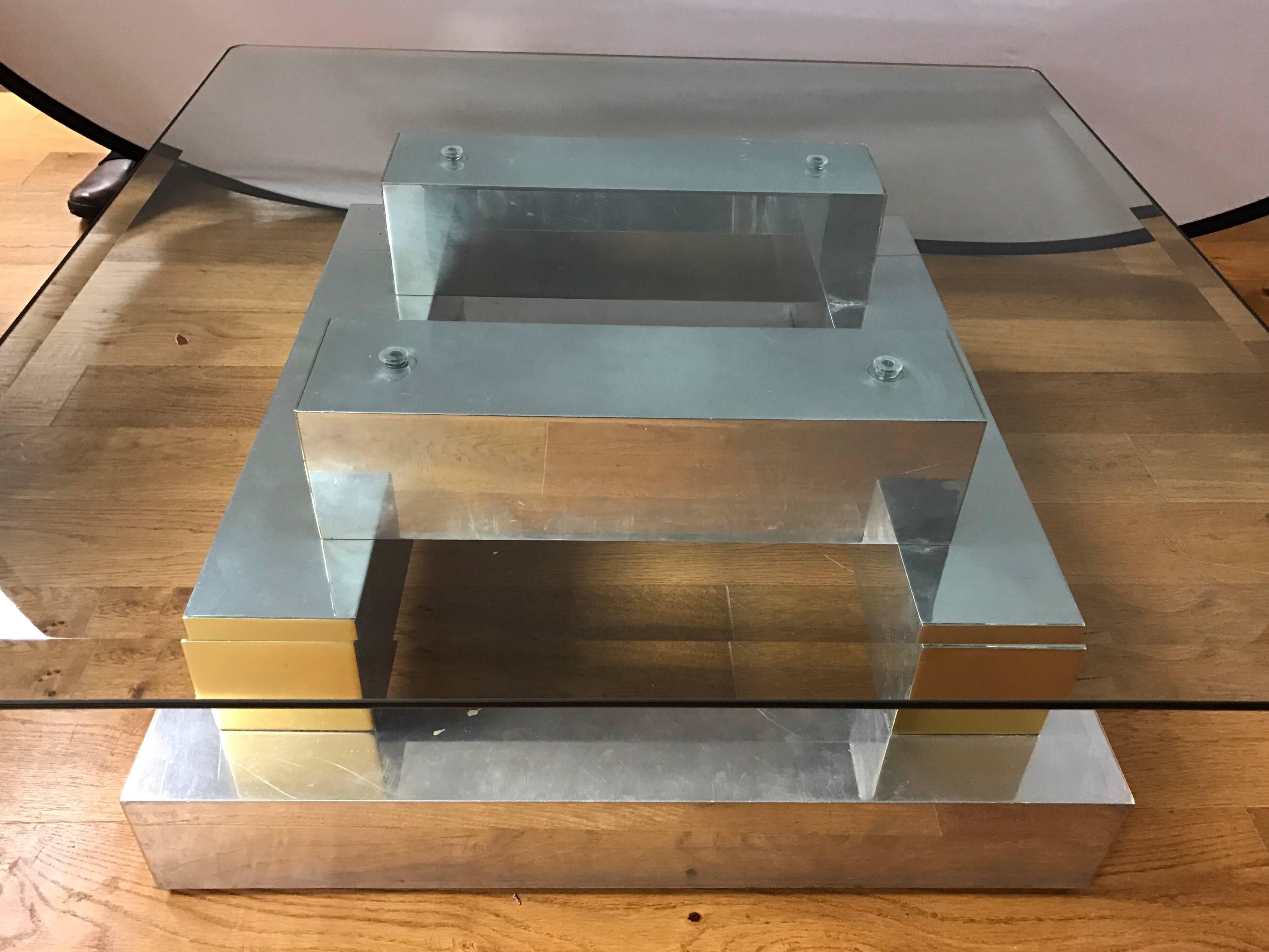 Brass Paul Evans Cityscape Cocktail Coffee Table 1970s Mid-Century Modern Brutalist