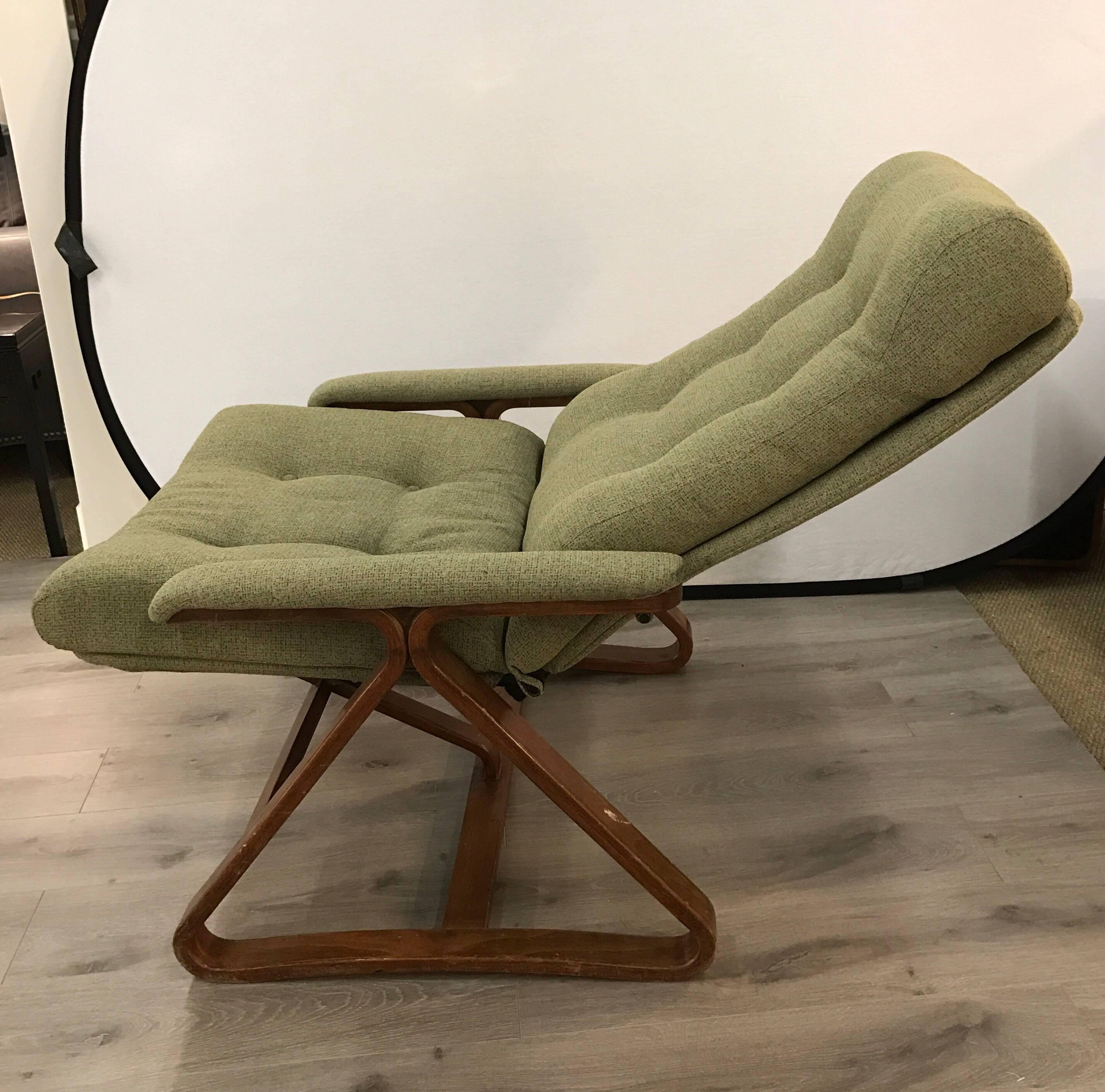 Danish Mid-Century Modern Bentwood Recliner Reclining Lounge Chair