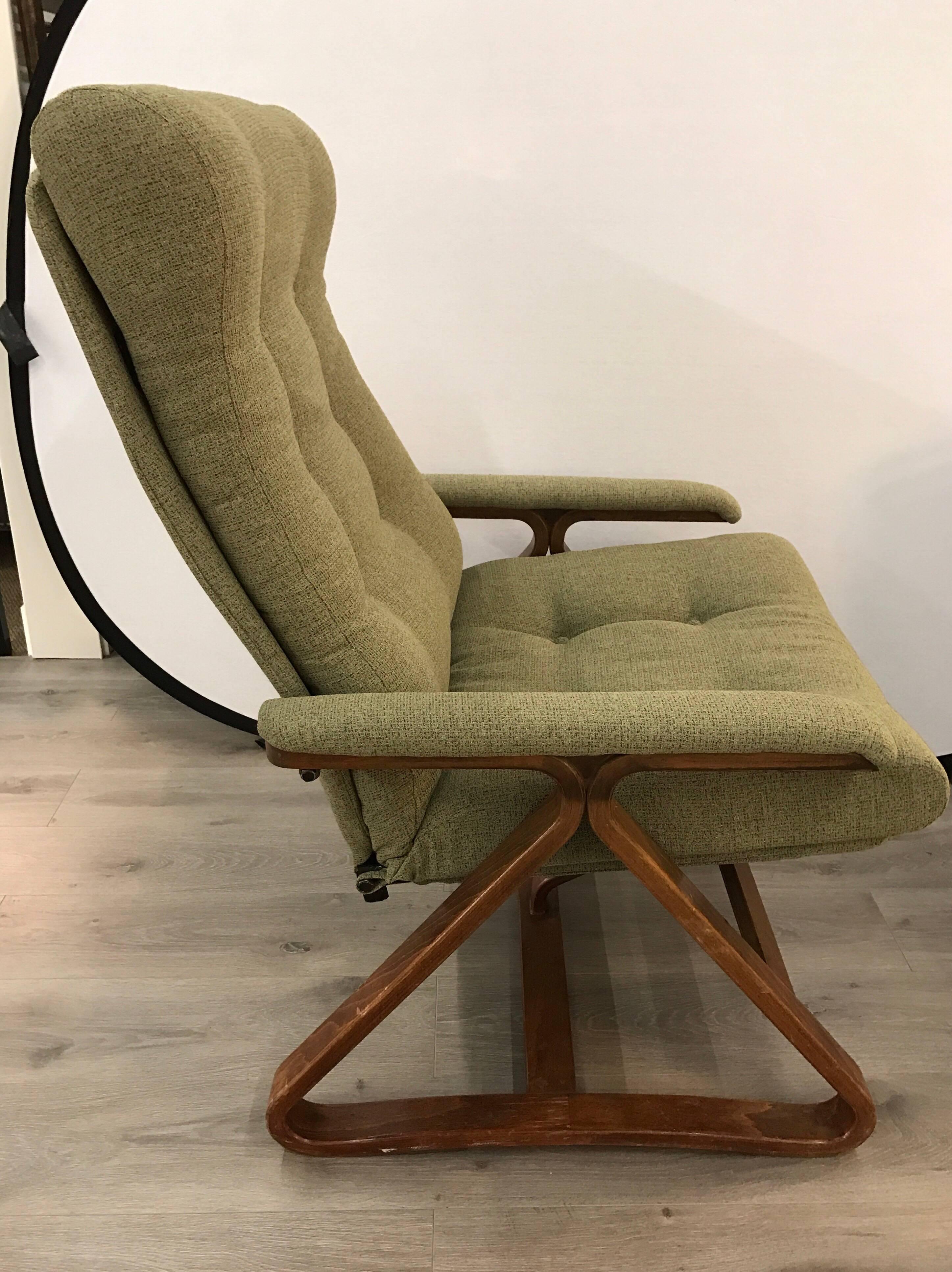 Mid-20th Century Mid-Century Modern Bentwood Recliner Reclining Lounge Chair