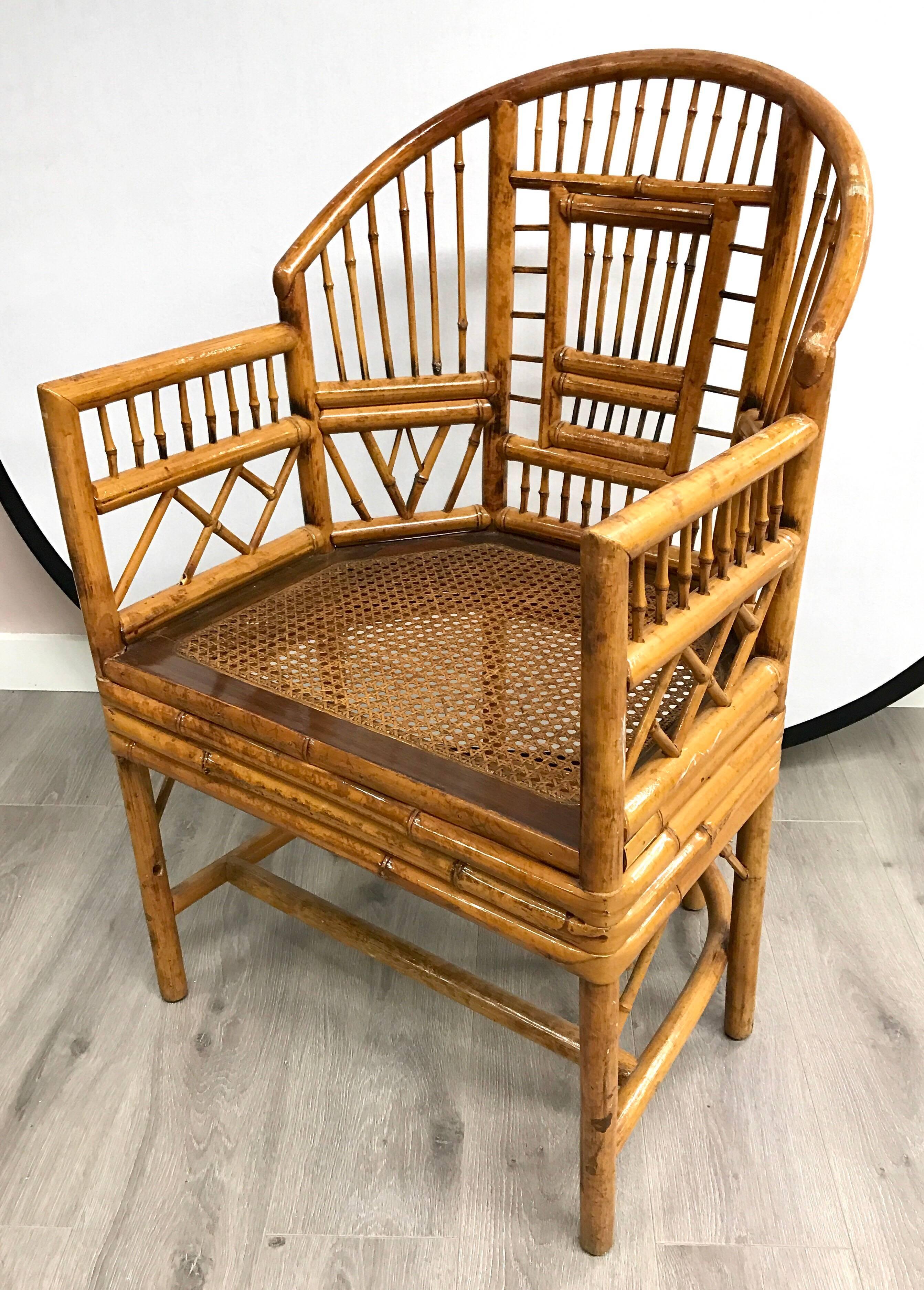 American Vintage Bamboo and Rattan Armchair