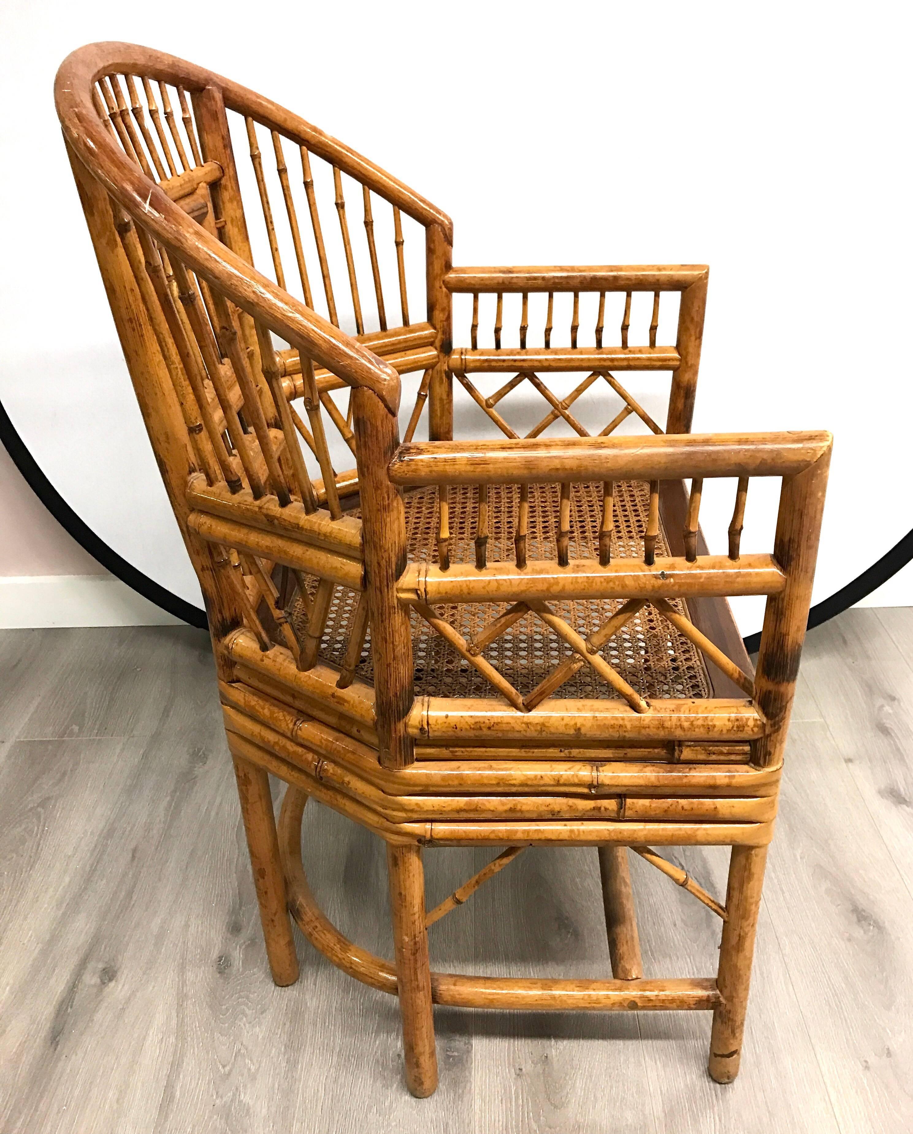 Cane Vintage Bamboo and Rattan Armchair