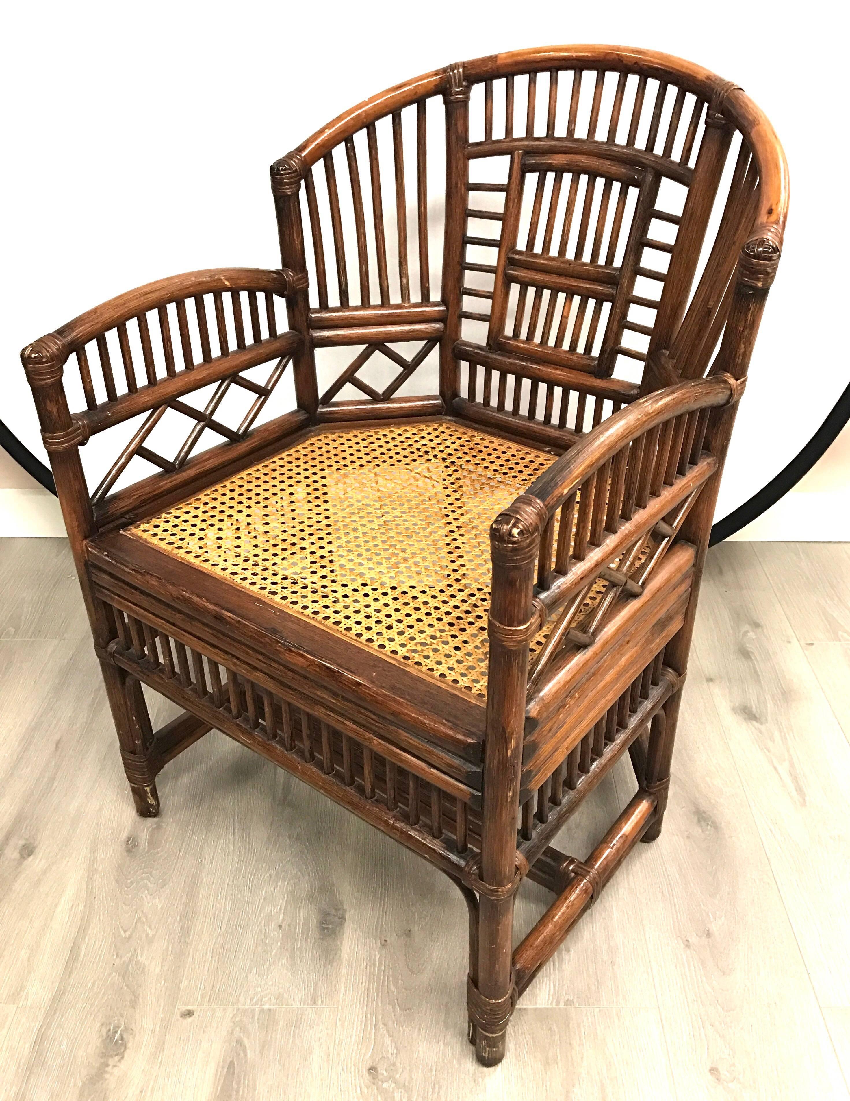 American Midcentury Bamboo and Rattan Armchair