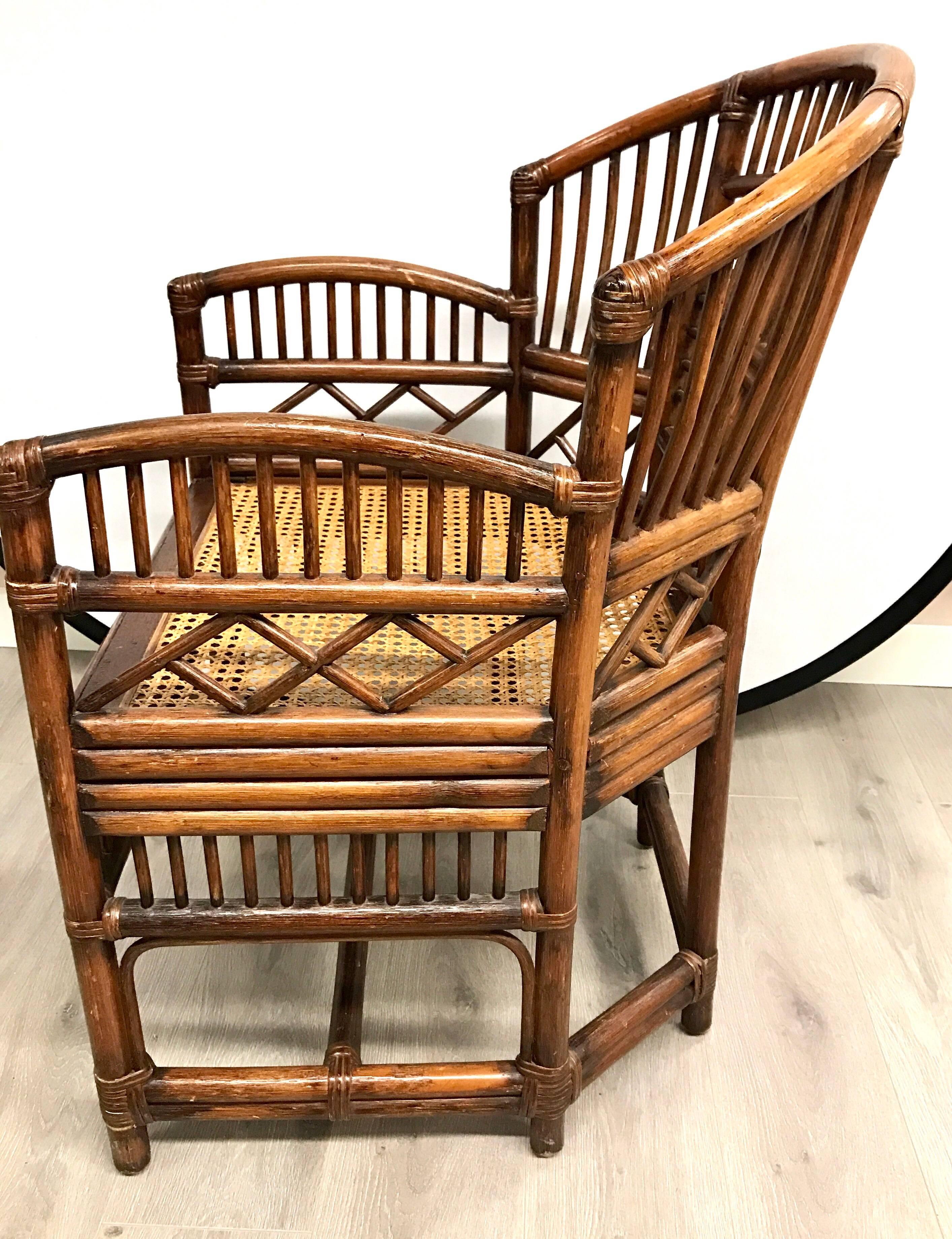 Midcentury Bamboo and Rattan Armchair In Excellent Condition In West Hartford, CT