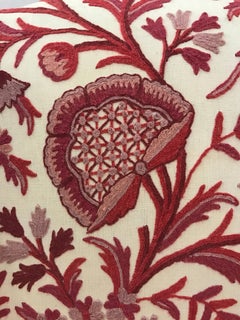 Pair of Wingback Chairs in Brunschwig & Fil Crewel Upholstery