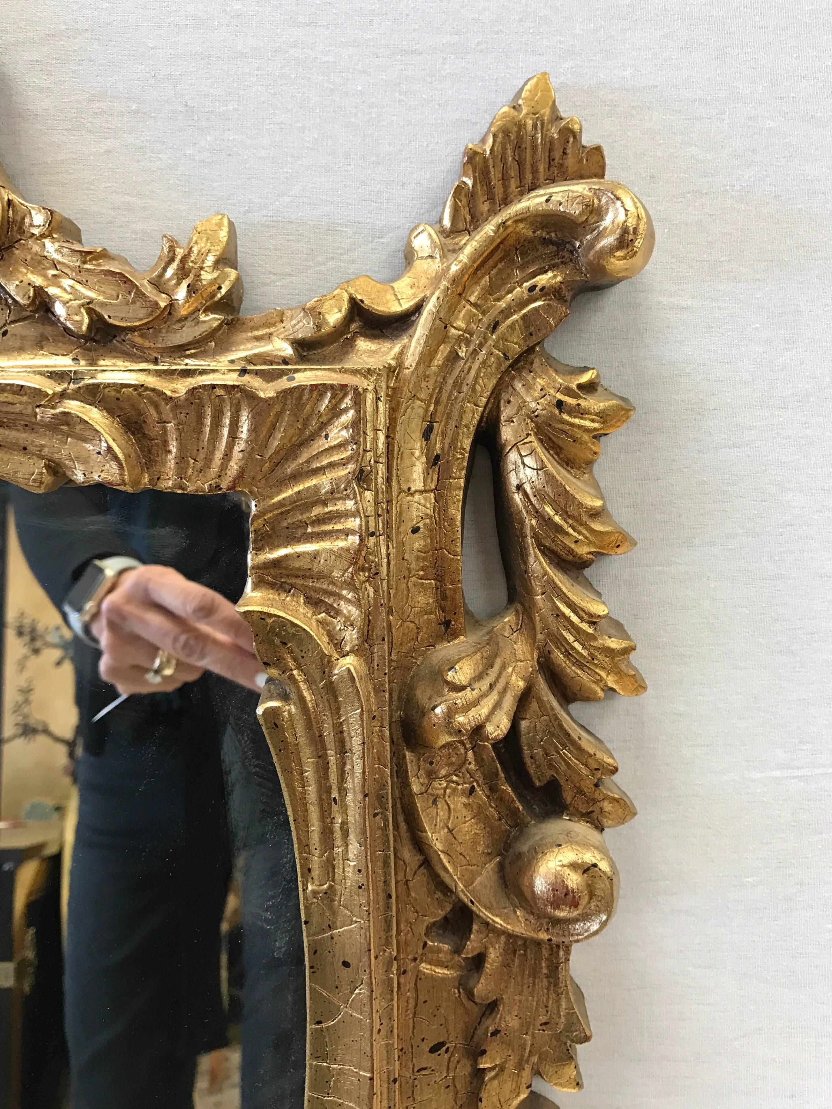 Louis XVI French Gold Scroll Giltwood Mirror