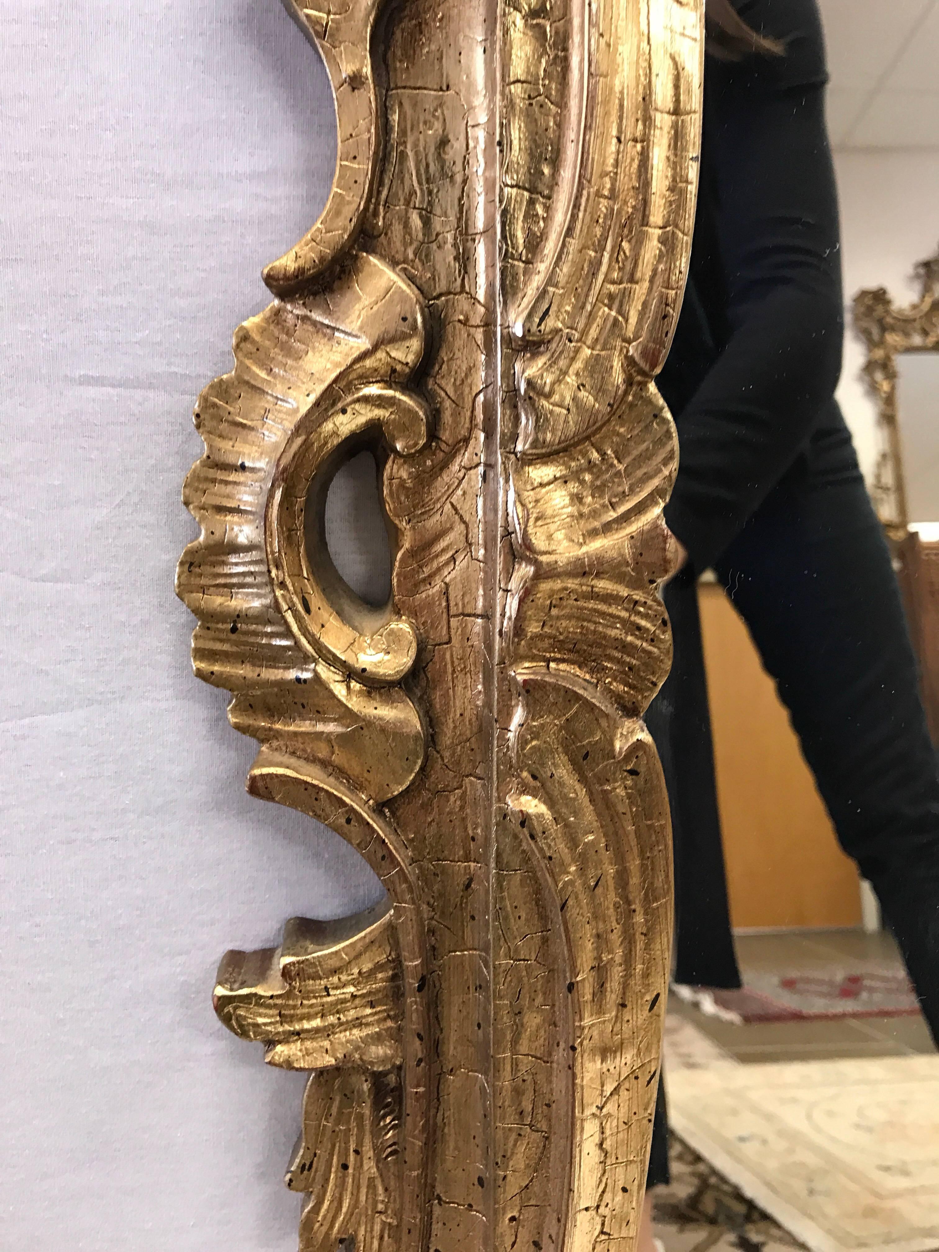20th Century French Gold Scroll Giltwood Mirror