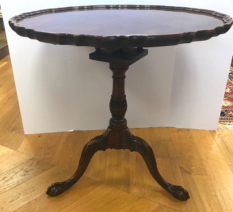 Baker Furniture Mahogany Wood Pie Crust TiltTop Table For Sale at 1stdibs